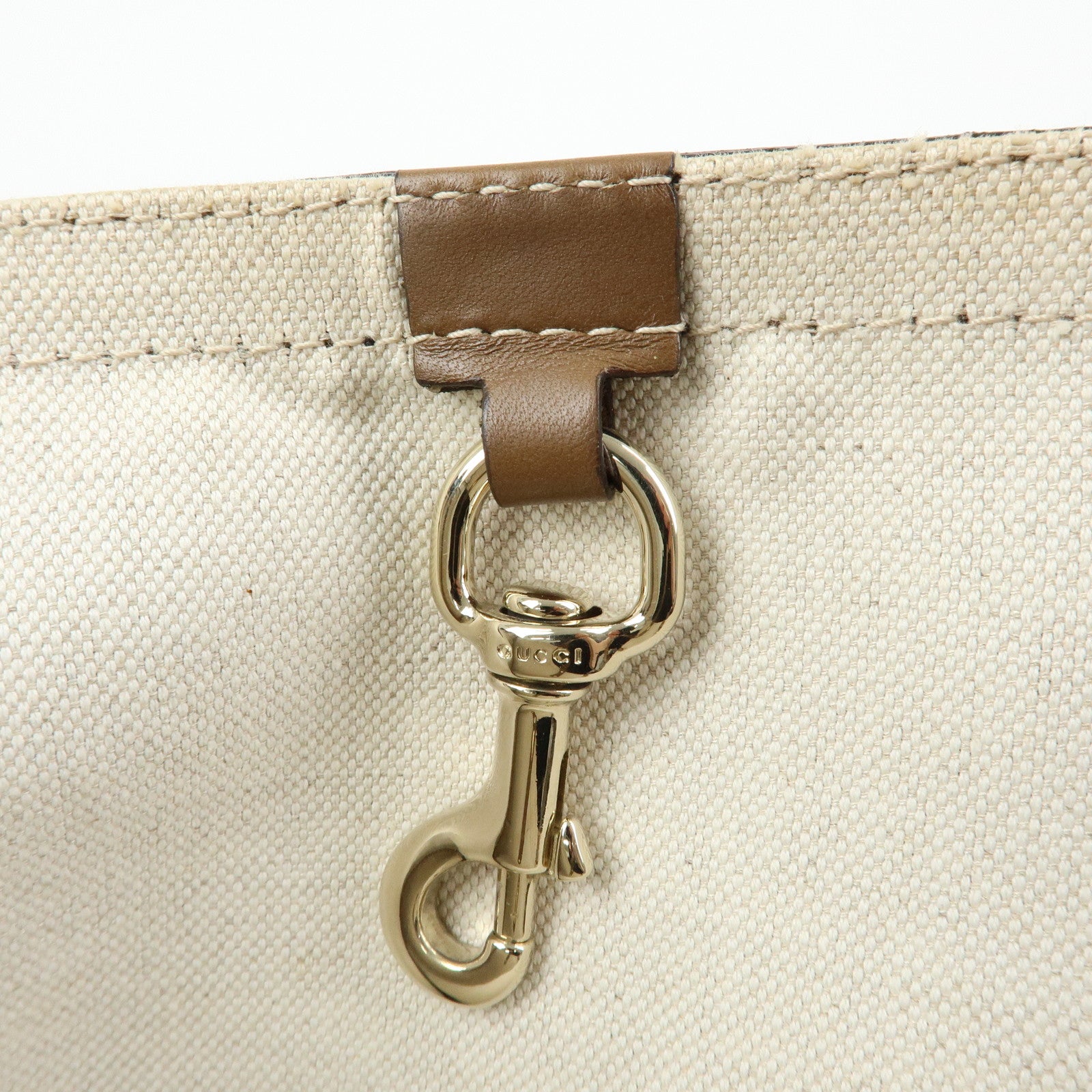 GUCCI GG Canvas Leather Tote Bag Shoulder Bag Beige 247209