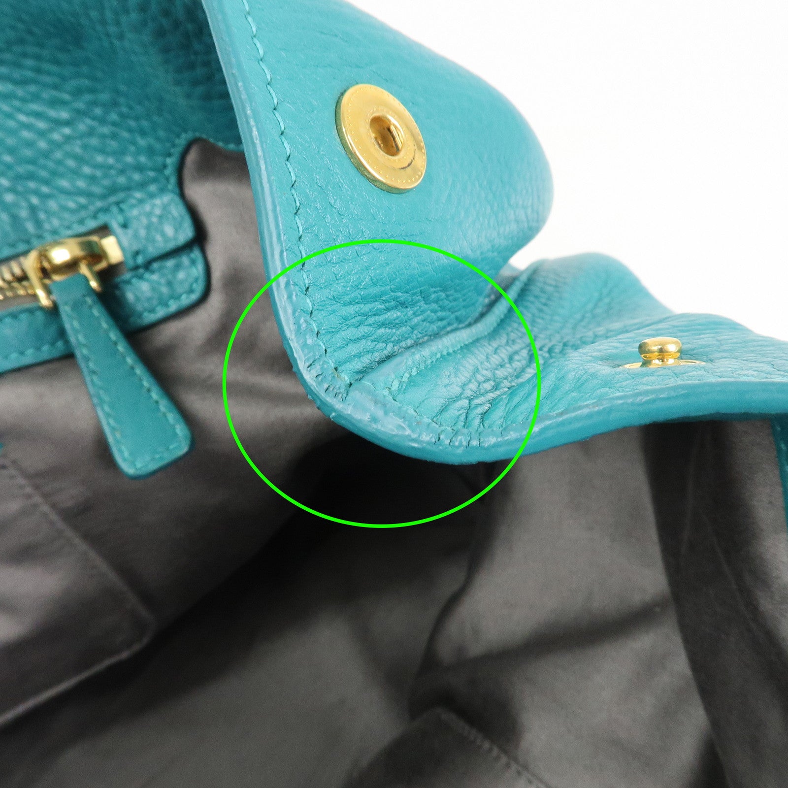 MIU MIU Logo Leather Shoulder Bag Hand Bag Green