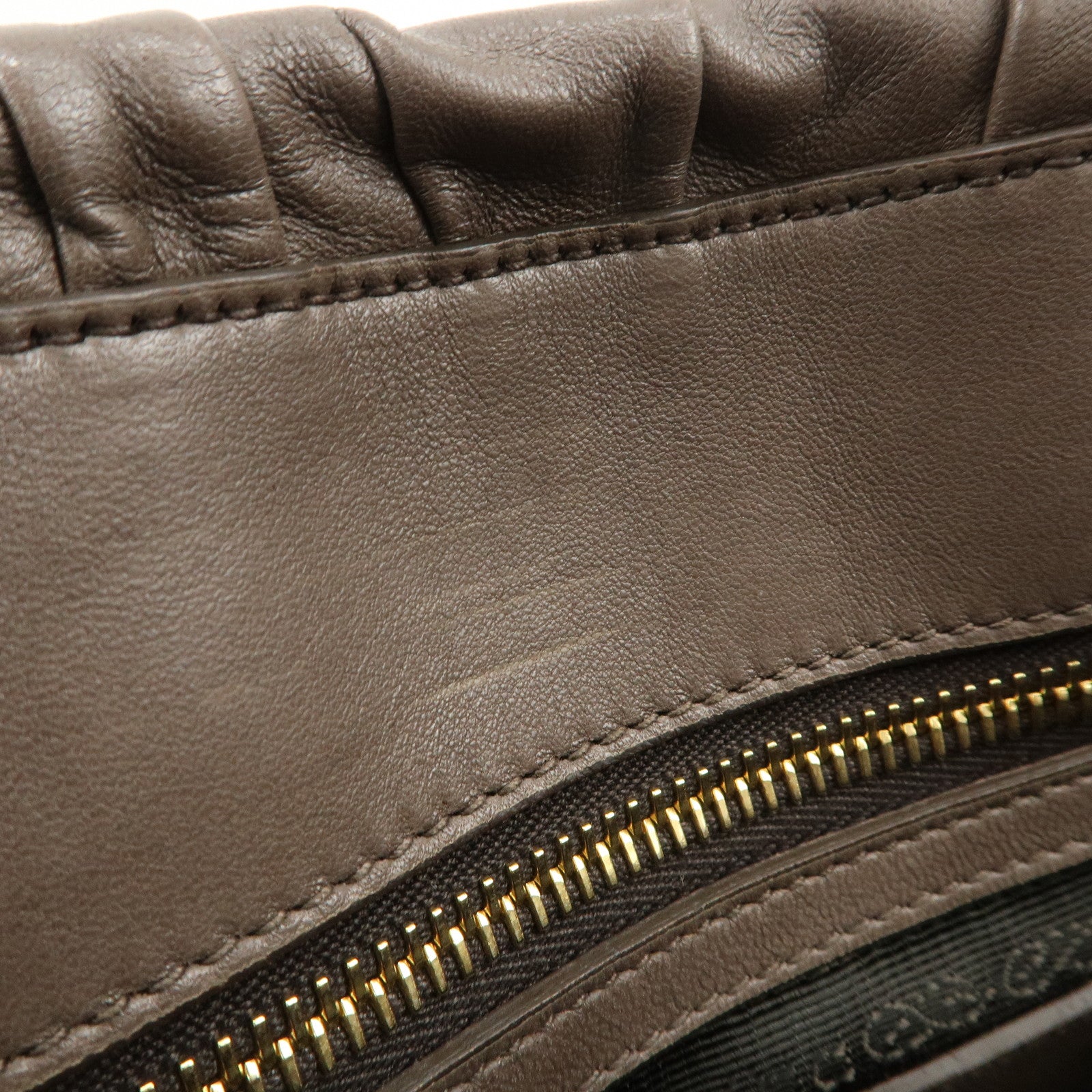 PRADA Logo Nappa Gaufre Leather Shoulder Bag Greige BR4443