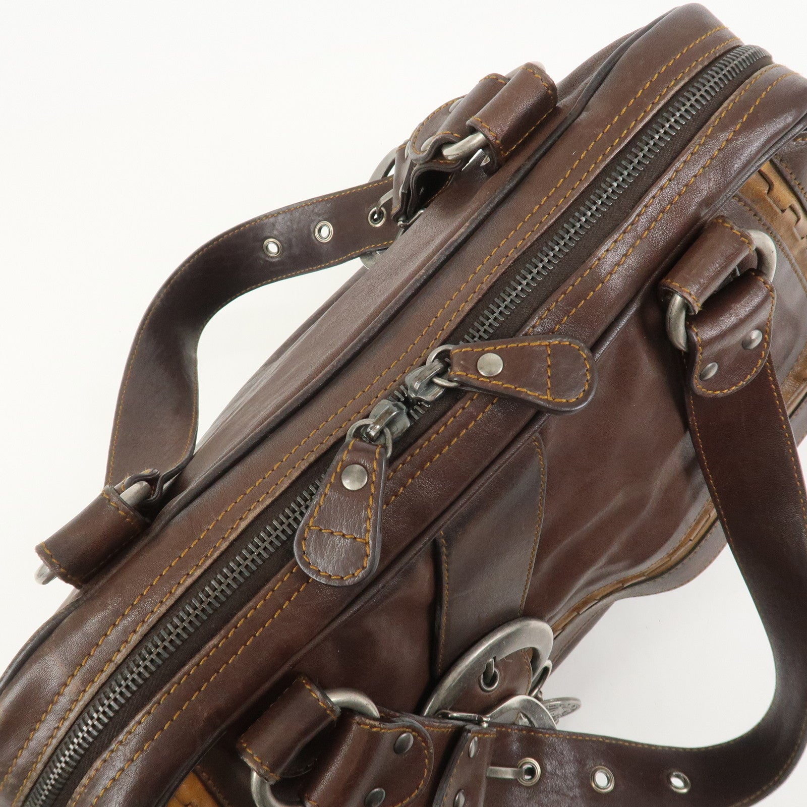 Christian Dior Gaucho Leather Shoulder Bag Hand Bag Brown