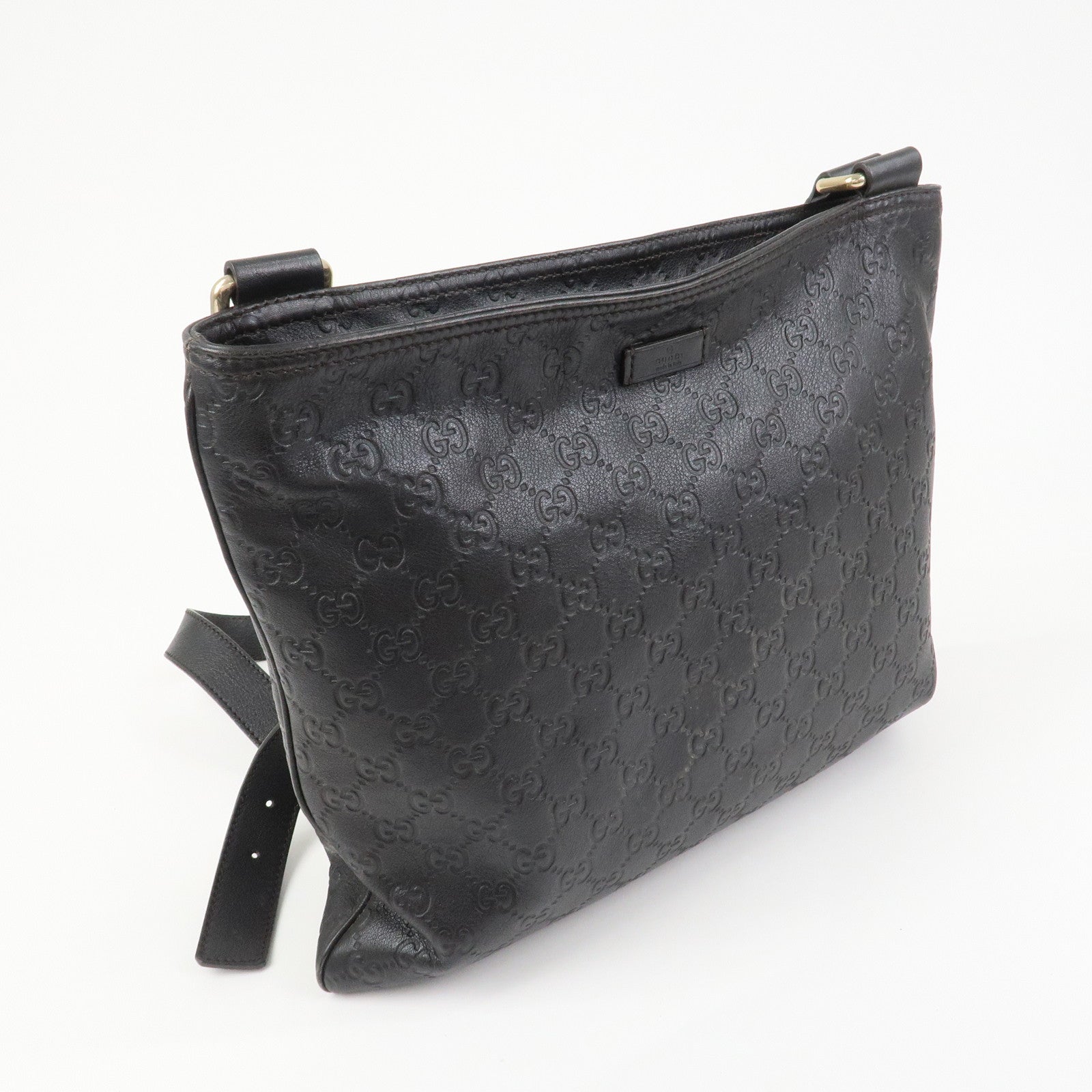 GUCCI Guccissima Leather Shoulder Bag Crossbody Bag Black 201446