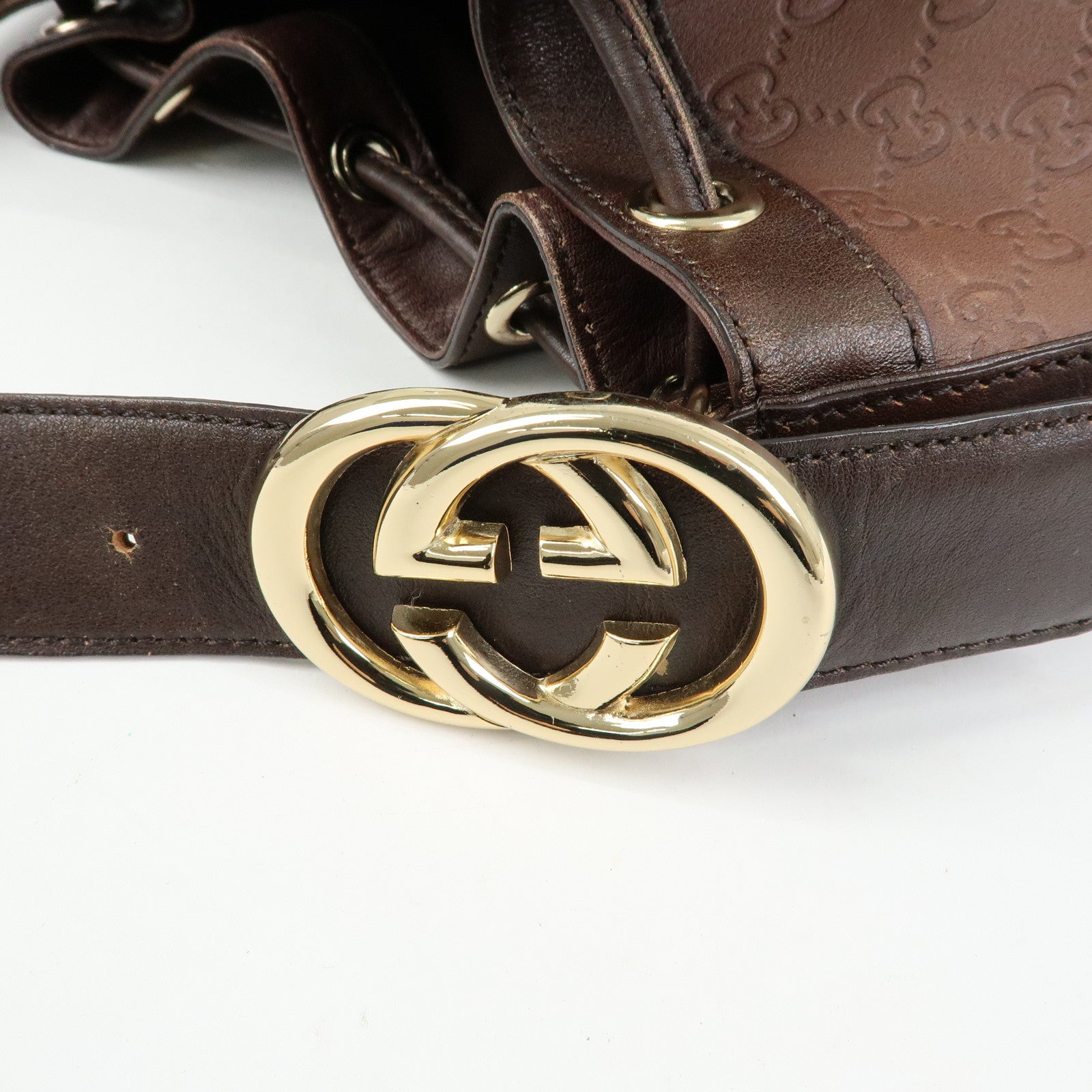 GUCCI Interlocking G Guccissima Leather Shoulder Bag Brown 223951