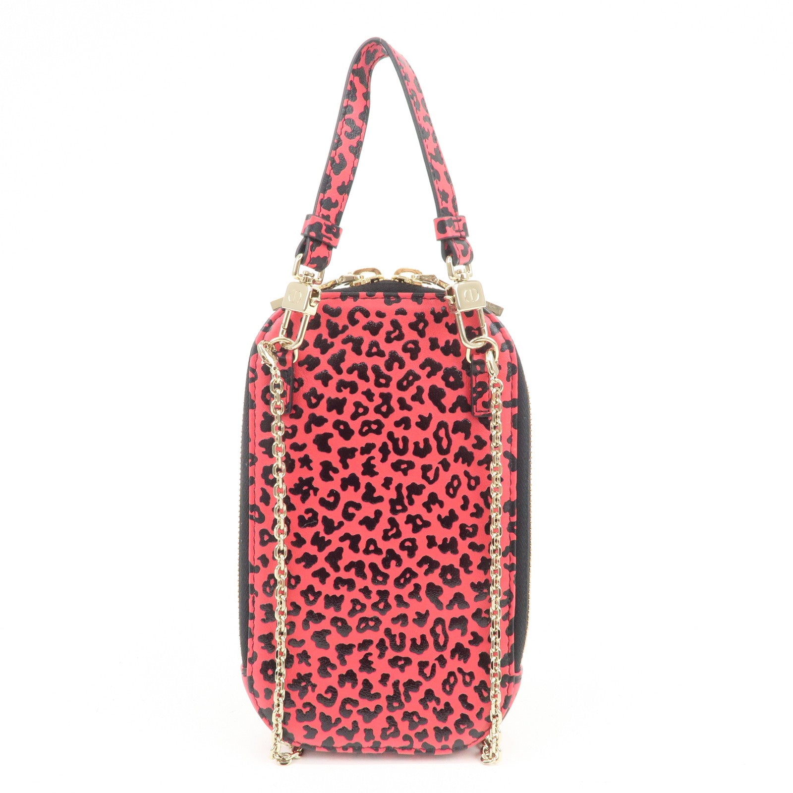 Christian Dior Lady Dior Leopard Print Phone Holder Phone Case Red