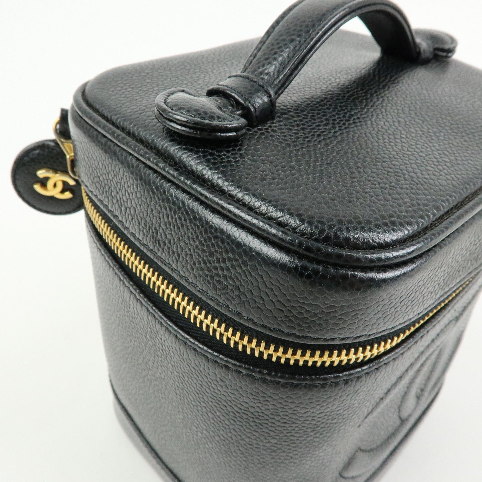 CHANEL COCO Mark Caviarskin Vanity Bag Hand Bag Black A01998