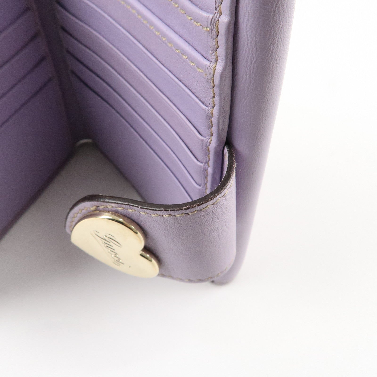 GUCCI Lovely Heart GG Canvas Leather W Hook Bi-Fold Wallet 203549 Used