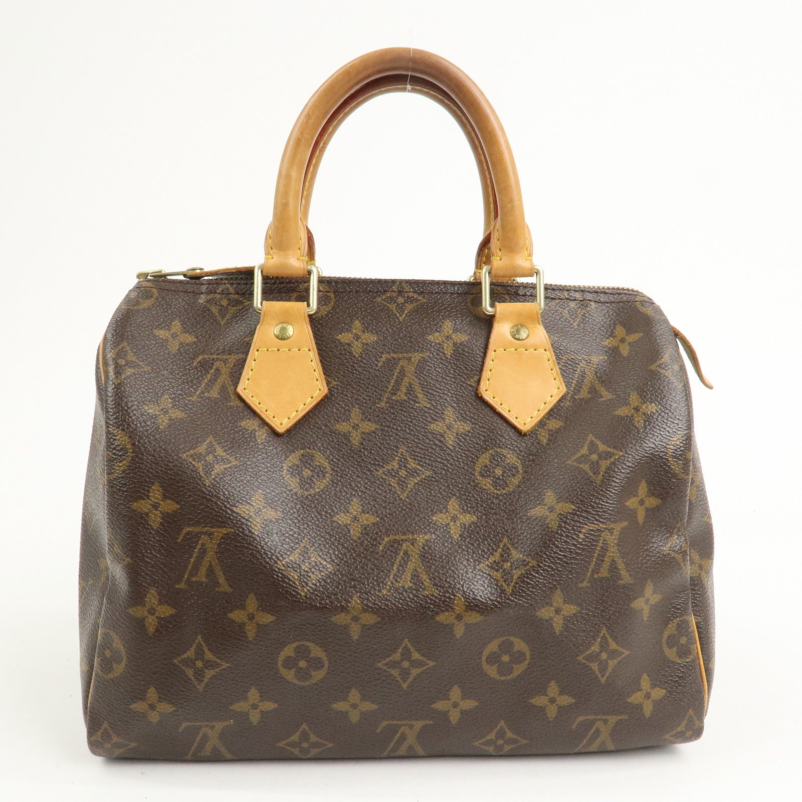 Louis Vuitton Monogram Canvas Leather Speedy 25 Boston Bag Brown M41528