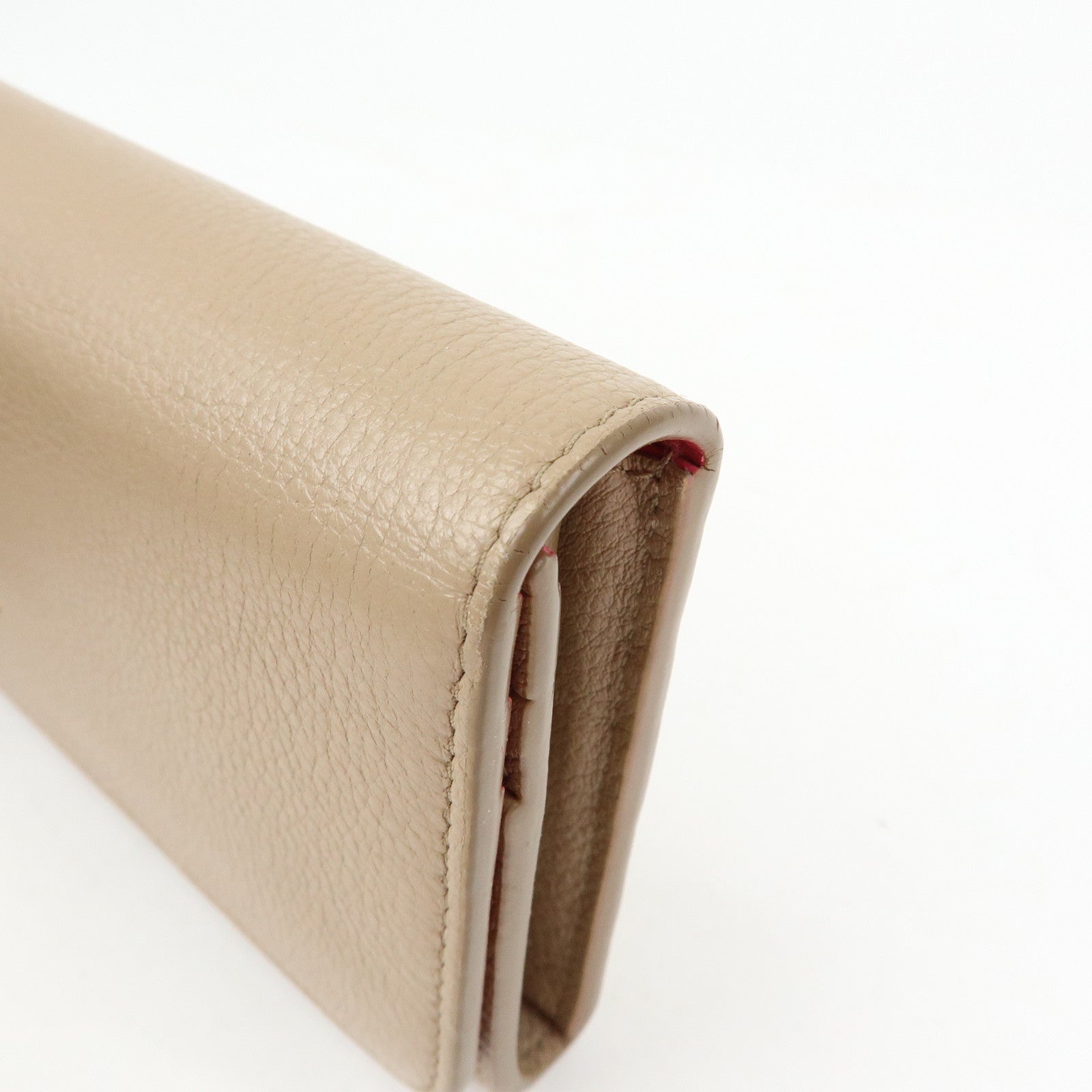 PRADA Saffiano Leather Flap Bi-Fold Long Wallet Pink Beige 1MH132