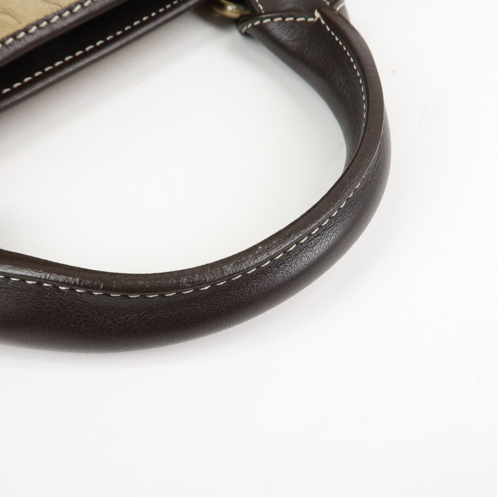 CELINE C Macadam Suede Boogie Bag Hand Bag Tote Bag Beige Dark Brown Used