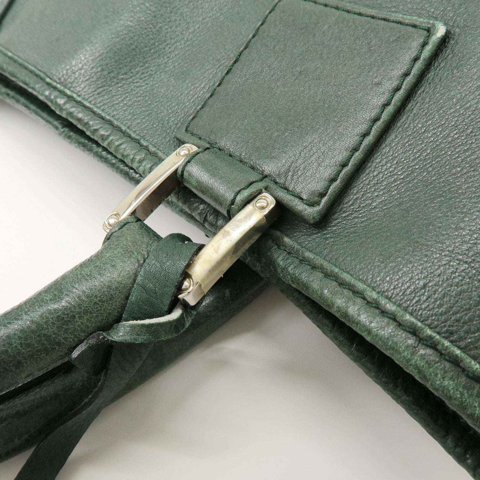 LOEWE Anagram Leather Tote Bag Hand Bag Green