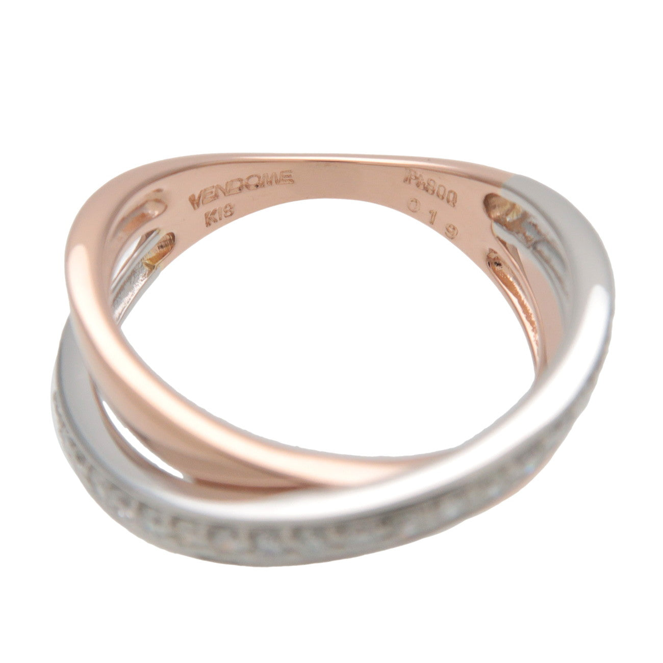 VENDOME AOYAMA Diamond Ring PT900 750PG Platinum Rose Gold US5.5-6