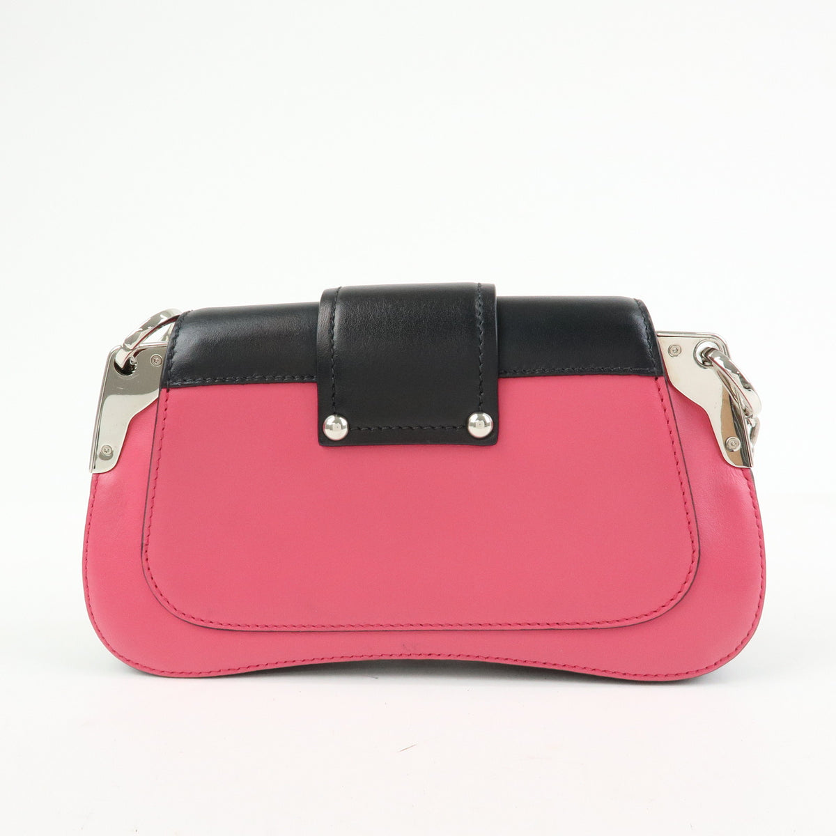 PRADA Sidonie Leather Chain Mini Shoulder Crossbody Bag Pink Black