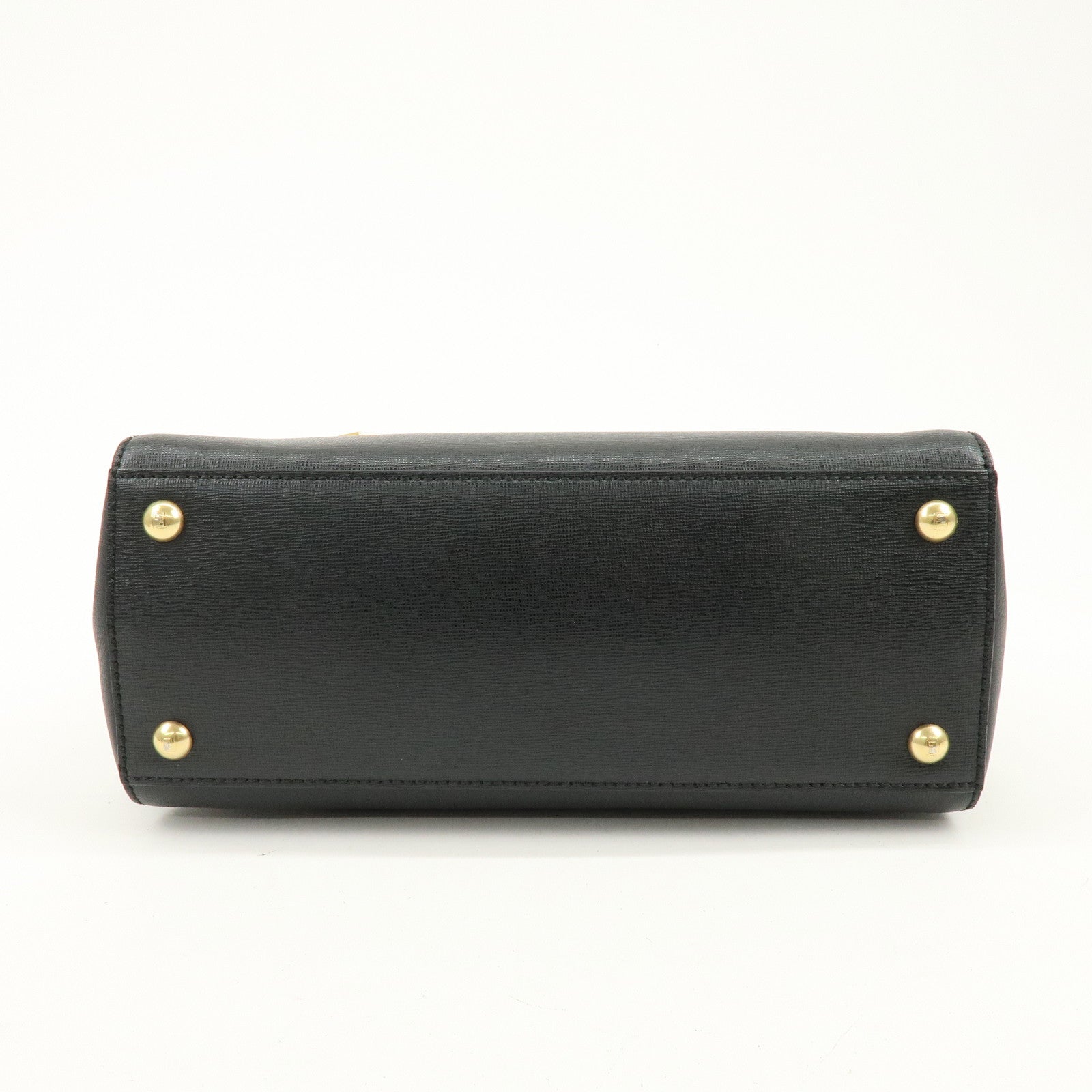 FENDI Petit 2Jours Leather 2Way Bag Hand Bag Shoulder Bag Black