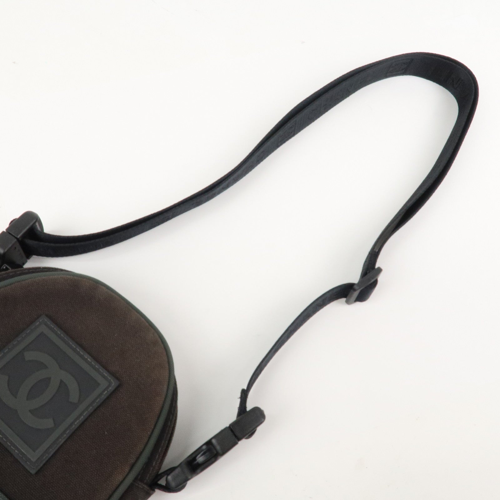 CHANEL Sports COCO Mark Canvas Shoulder Bag Black Green A23300