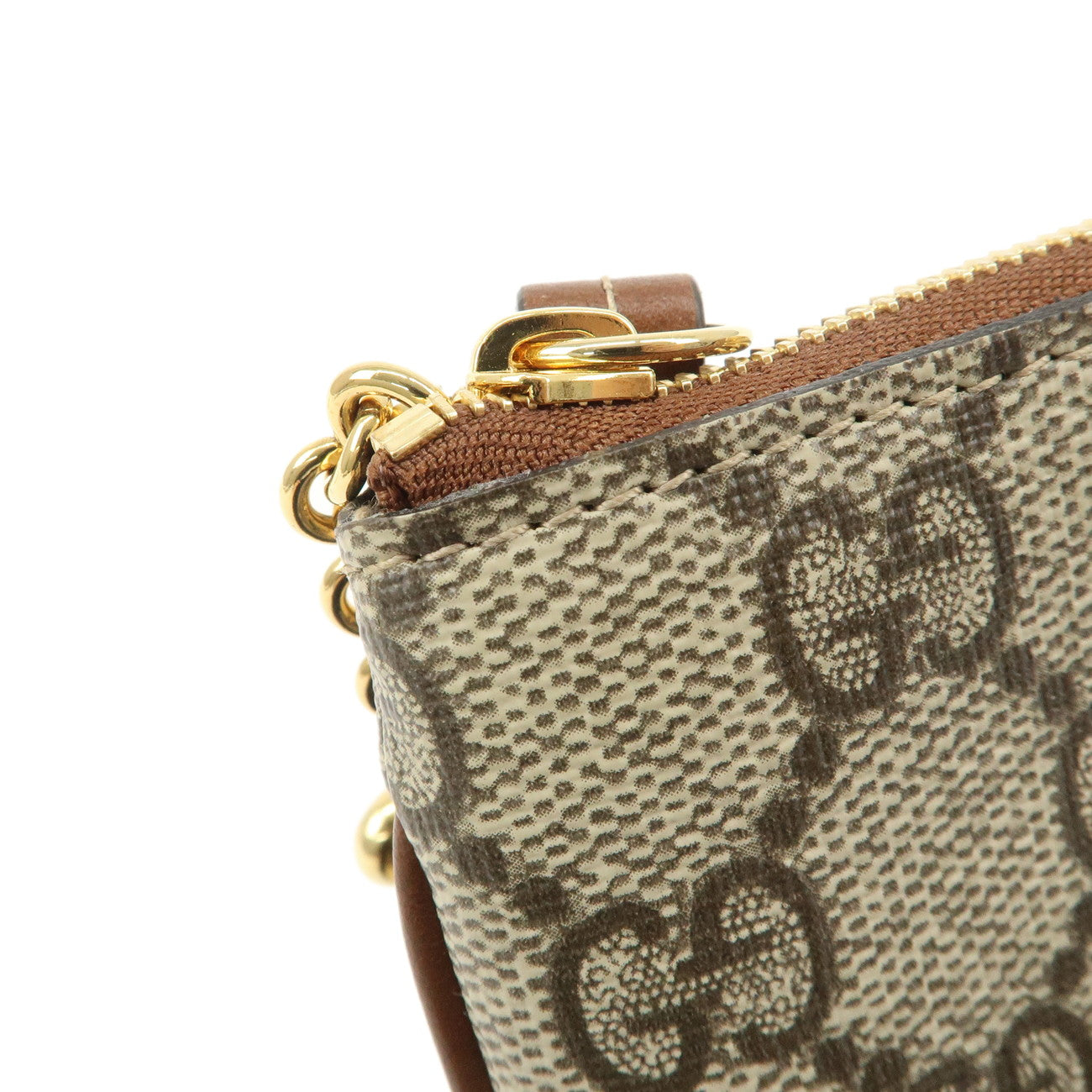 GUCCI GG Supreme Leather Coin Case Coin Pouch Beige Brown 447964 Used