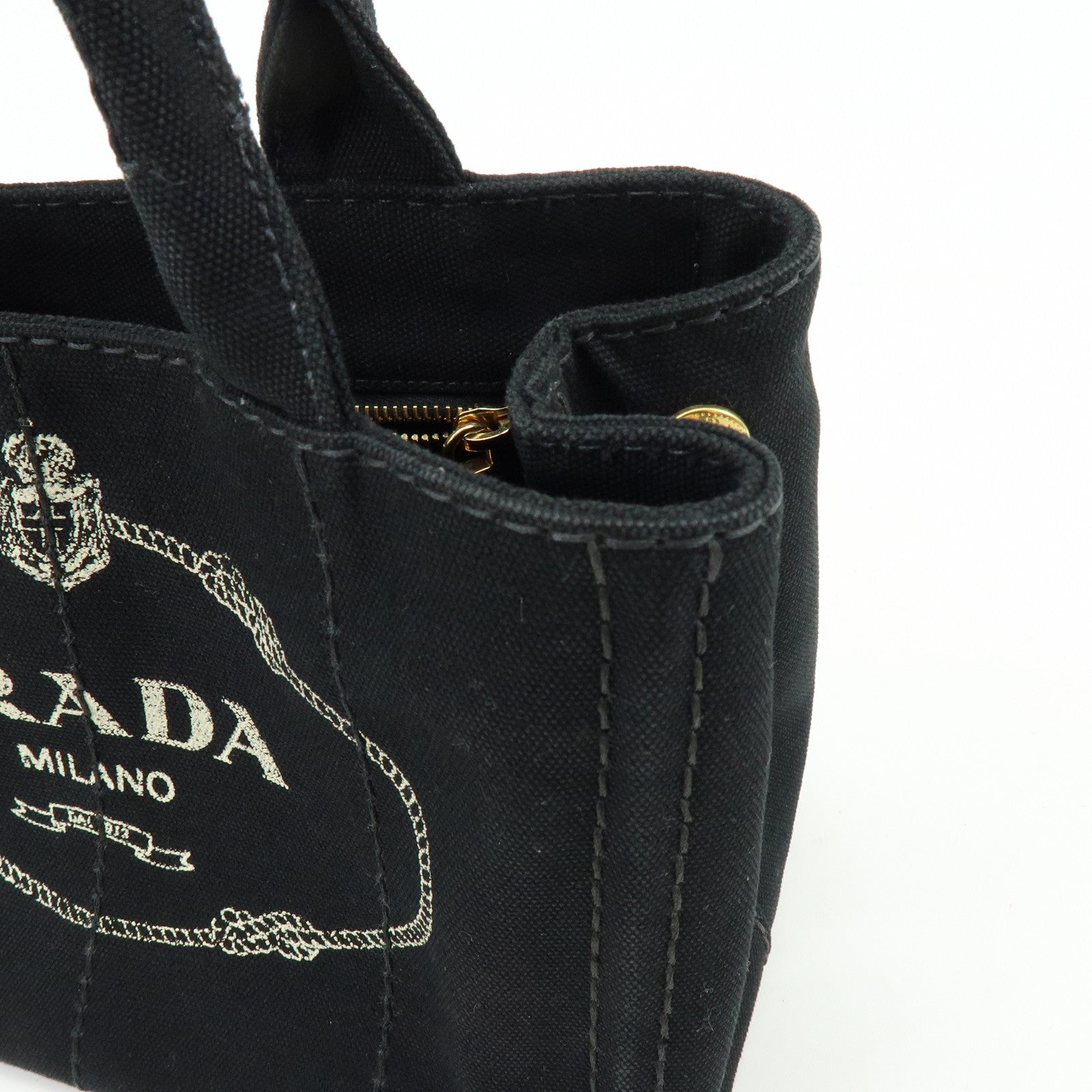PRADA Triangle Logo Canapa Mini Canvas 2Way Bag Hand Bag 1BG439