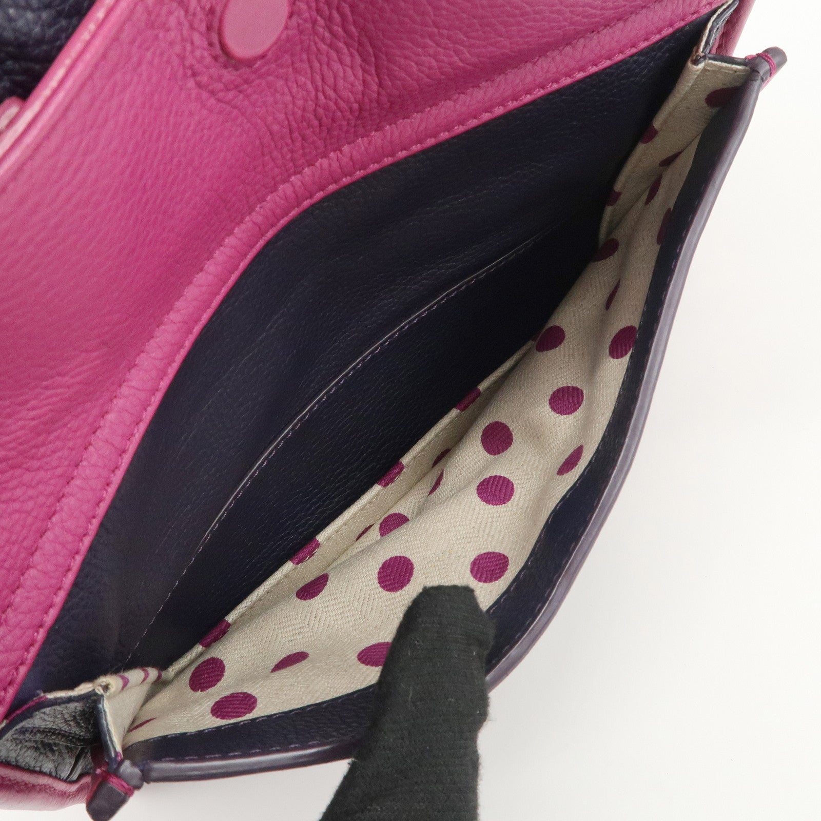 LOEWE Cruz Leather 2Way Hand Bag Navy Purple Used