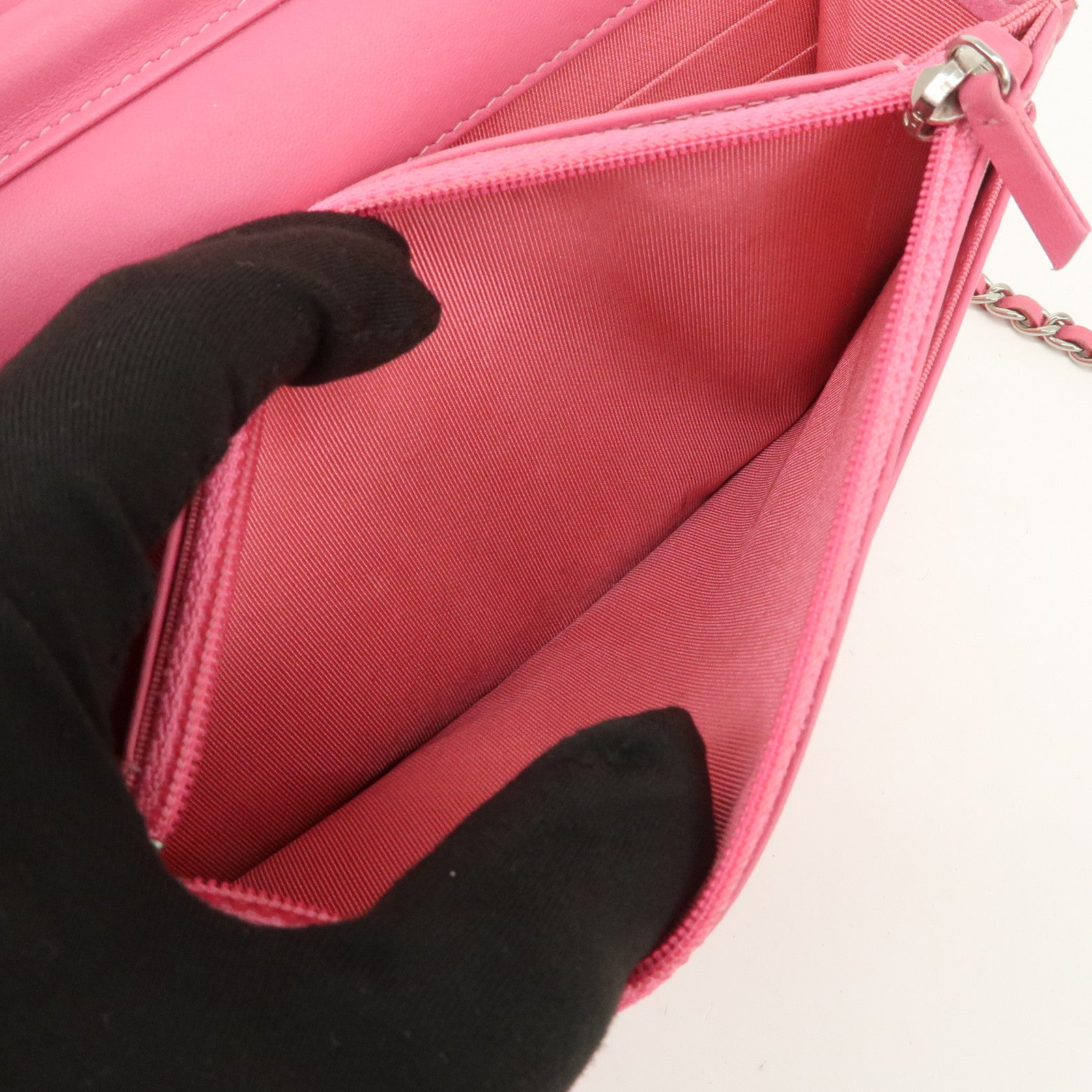 CHANEL Matelasse Leather COCO Mark Chain Shoulder Bag Pink Used