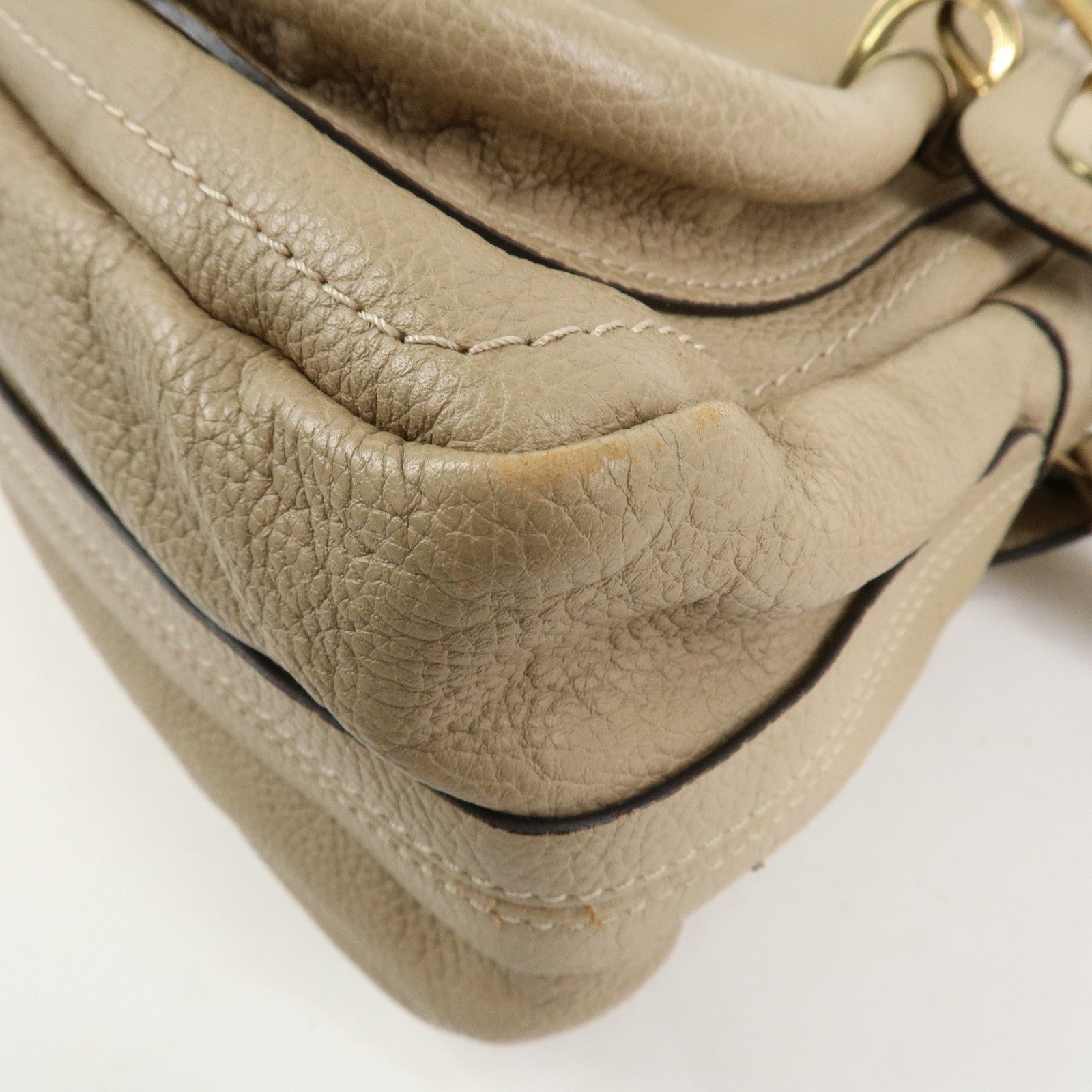 Chloe Parati Leather 2WAY Bag Shoulder Bag Beige