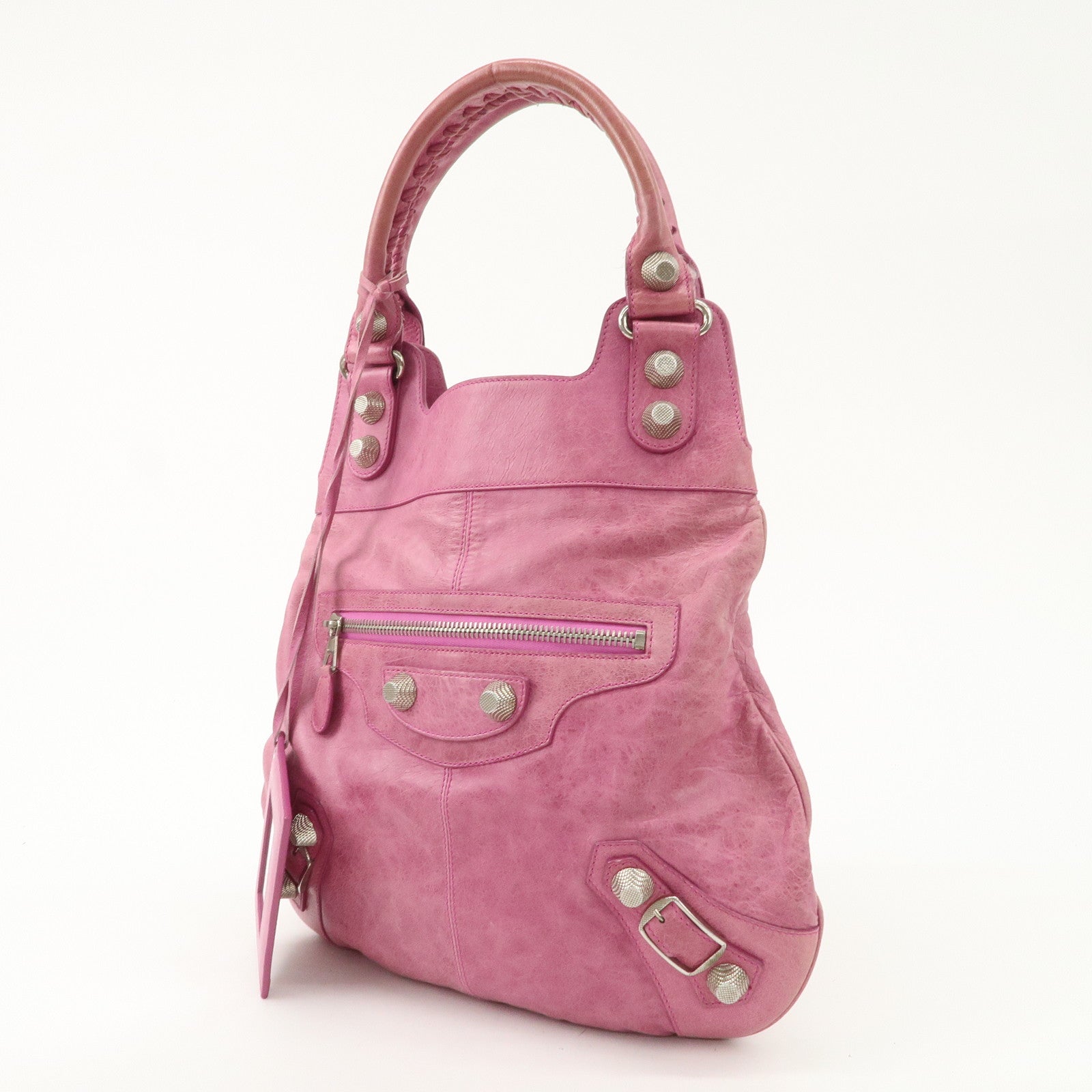BALENCIAGA The Giant Slim Leather Shoulder Bag Hand Bag Pink 192911 Used