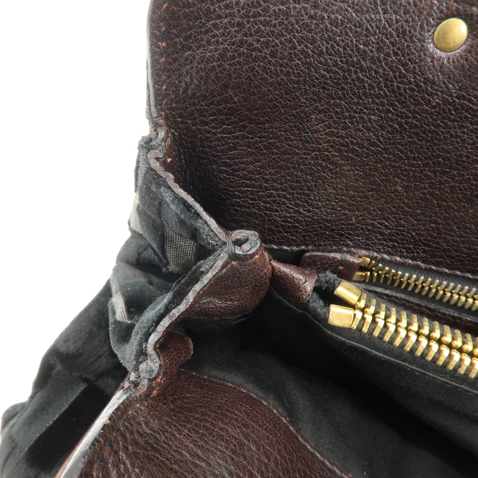 MIU MIU Logo Velour Leather Shoulder Bag Black Brown