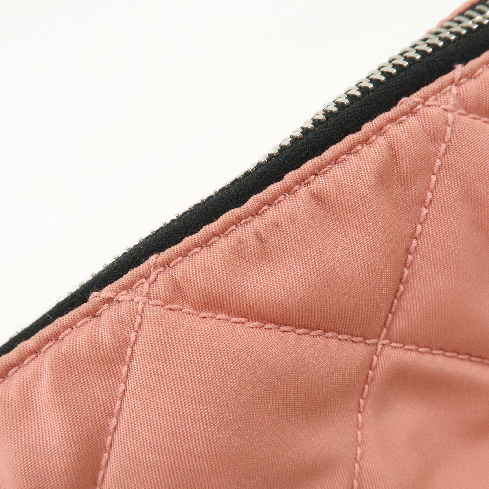 PRADA Triangle Logo Leather Nylon Shoulder Bag Tote Bag Pink BR2236 Used
