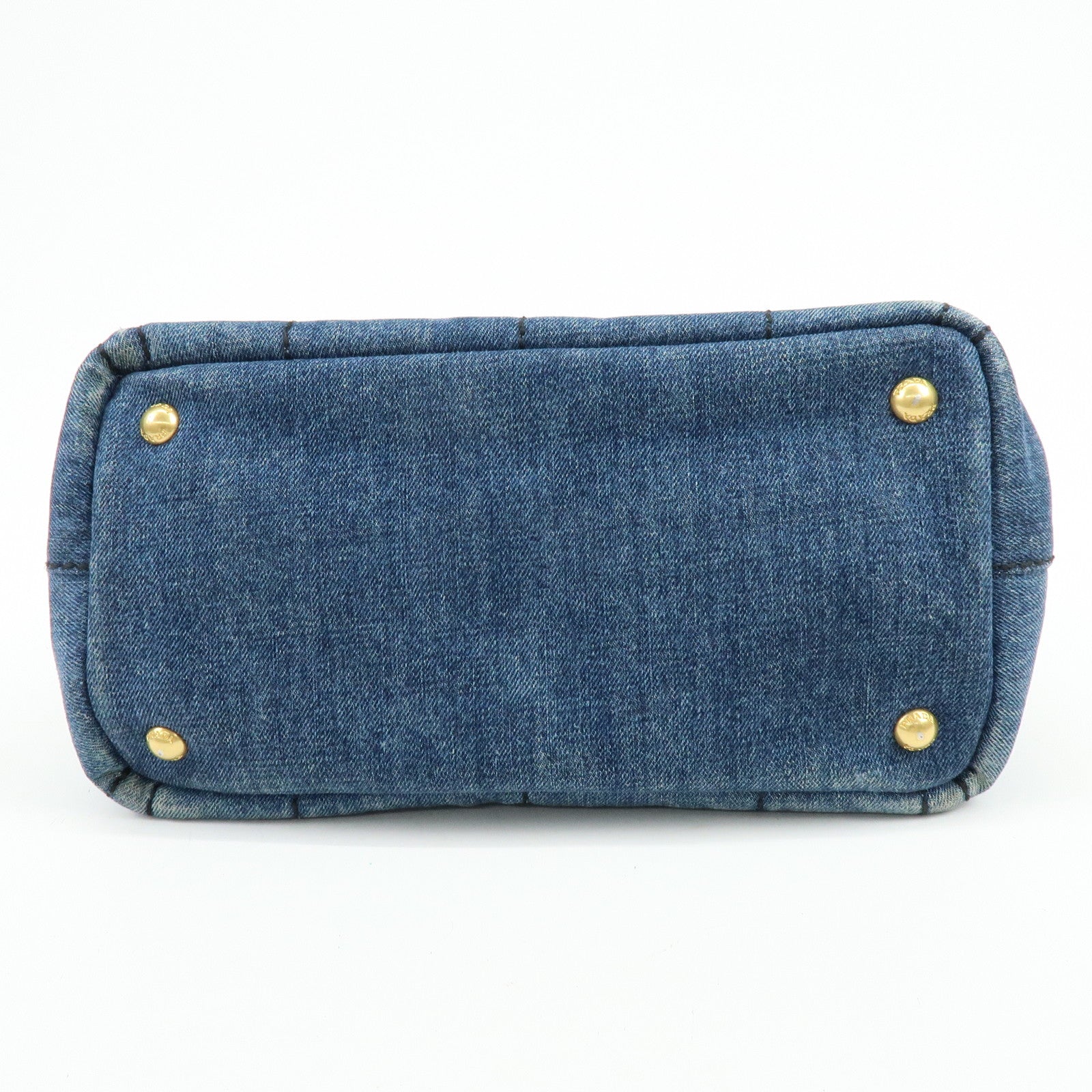 PRADA Triangle Logo Canapa Mini Canvas Denim 2Way Hand Bag 1BG439