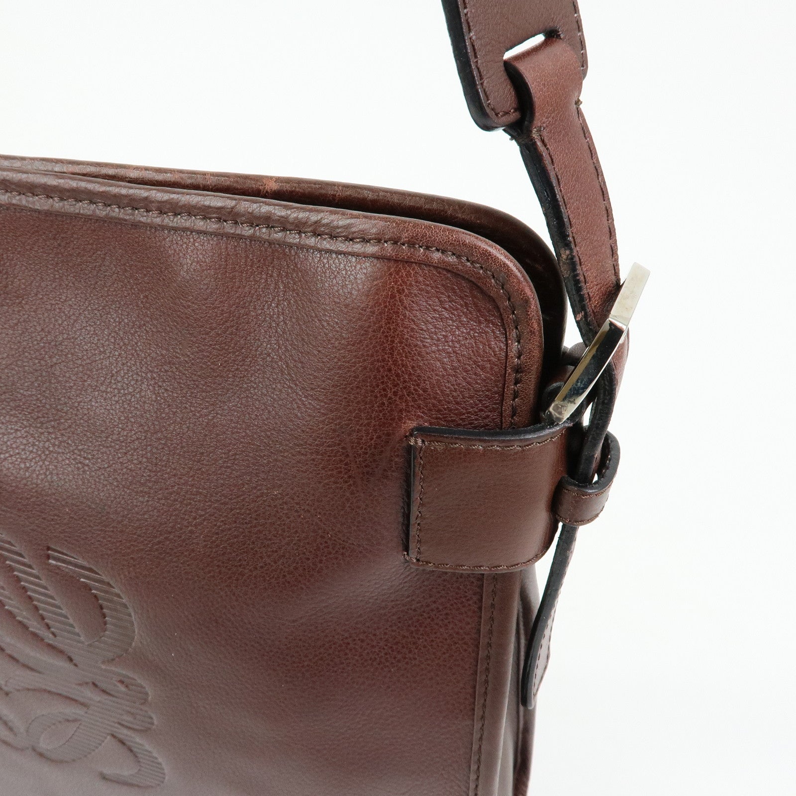 LOEWE Anagram Leather Shoulder Bag Messenger Bag Brown