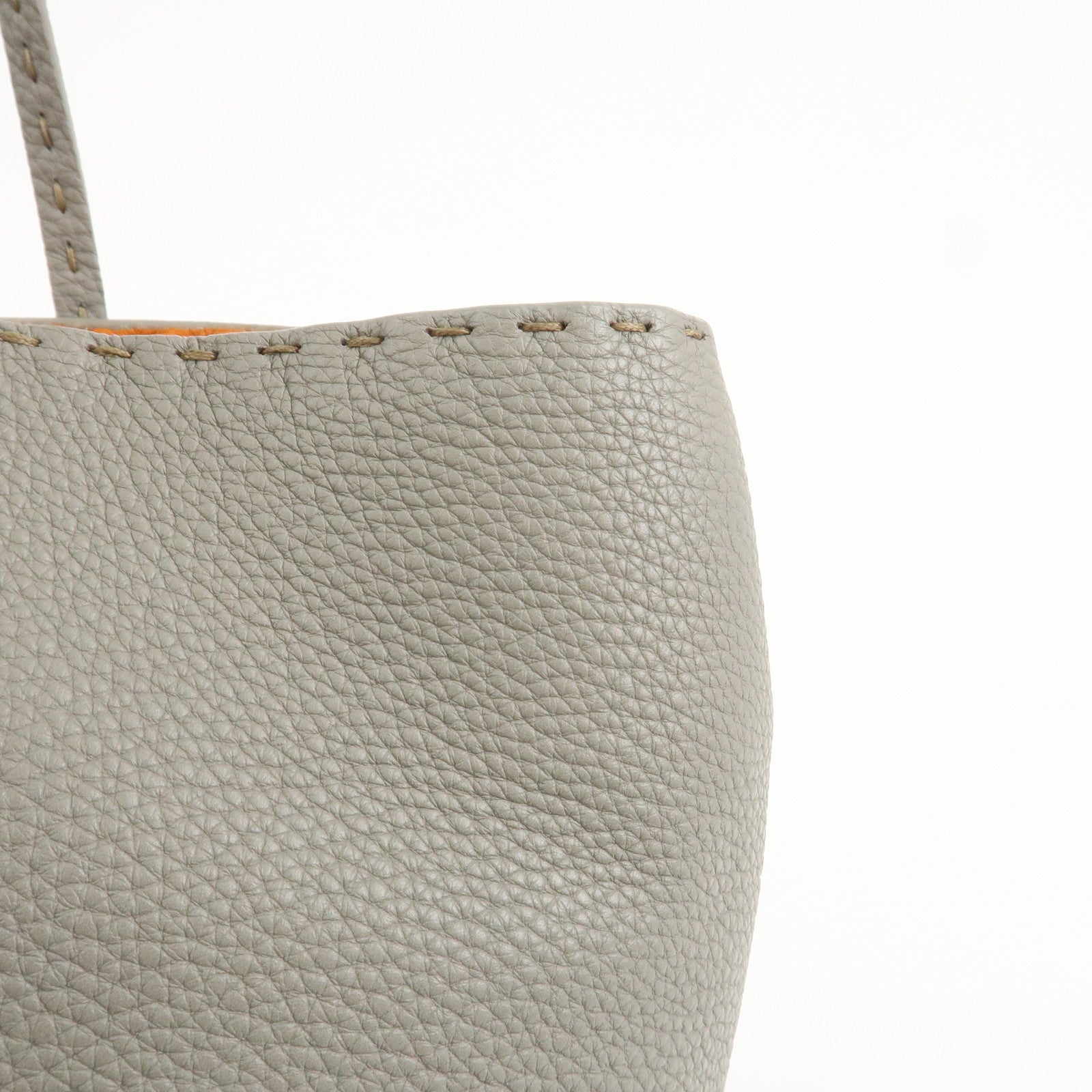 FENDI Selleria Carla Leather Tote Bag Shoulder Bag Gray 8BH257