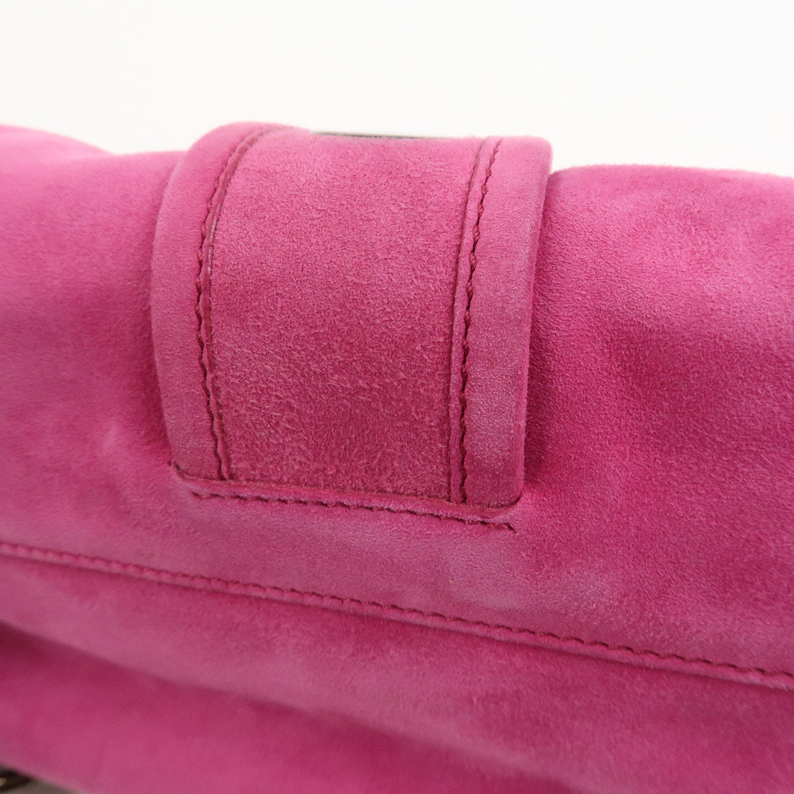 PRADA Triangle Logo Suede Shoulder Bag Hand Bag Pink BR2635