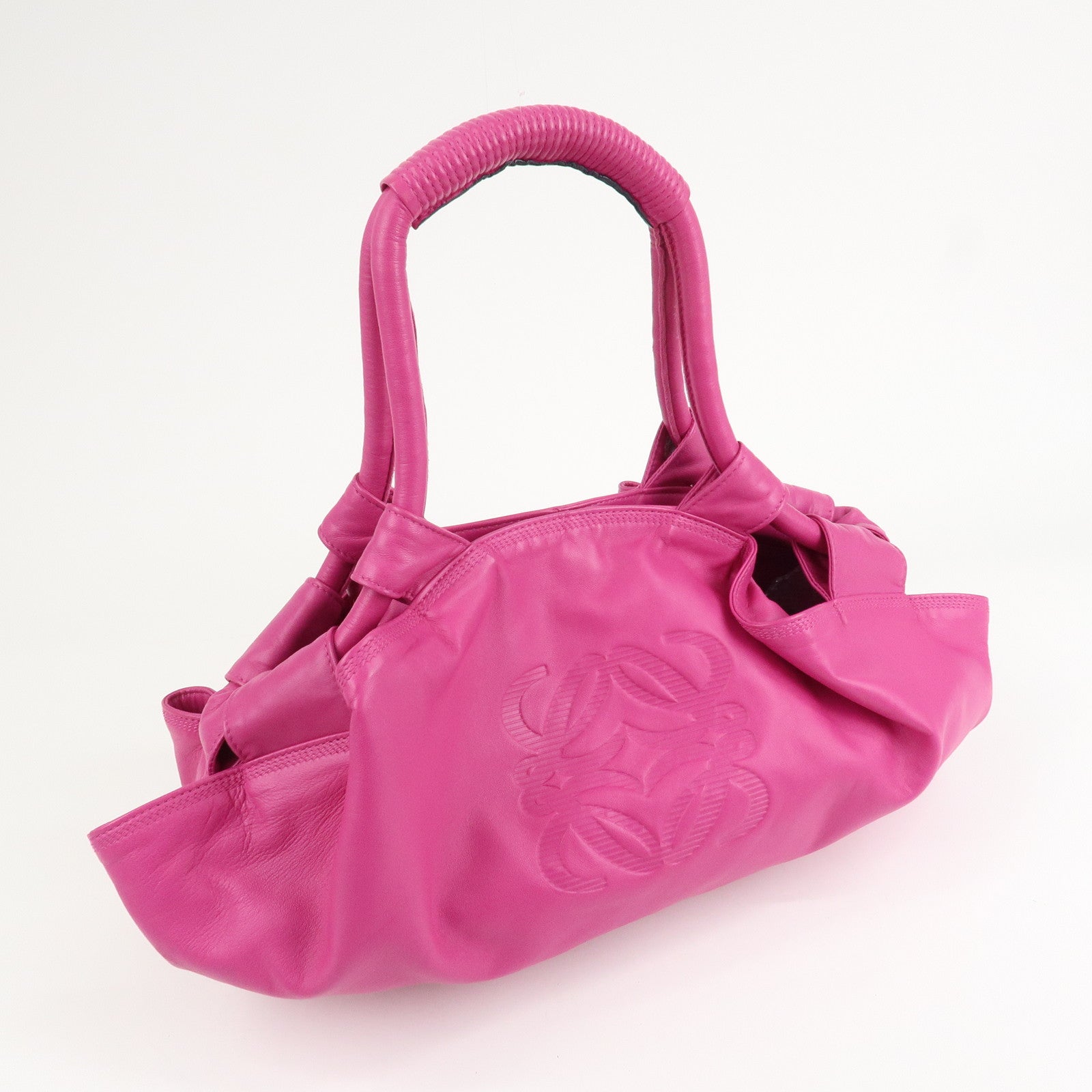 LOEWE Anagram Nappa Aire Leather Hand Bag Tote Bag Fuchsia Pink