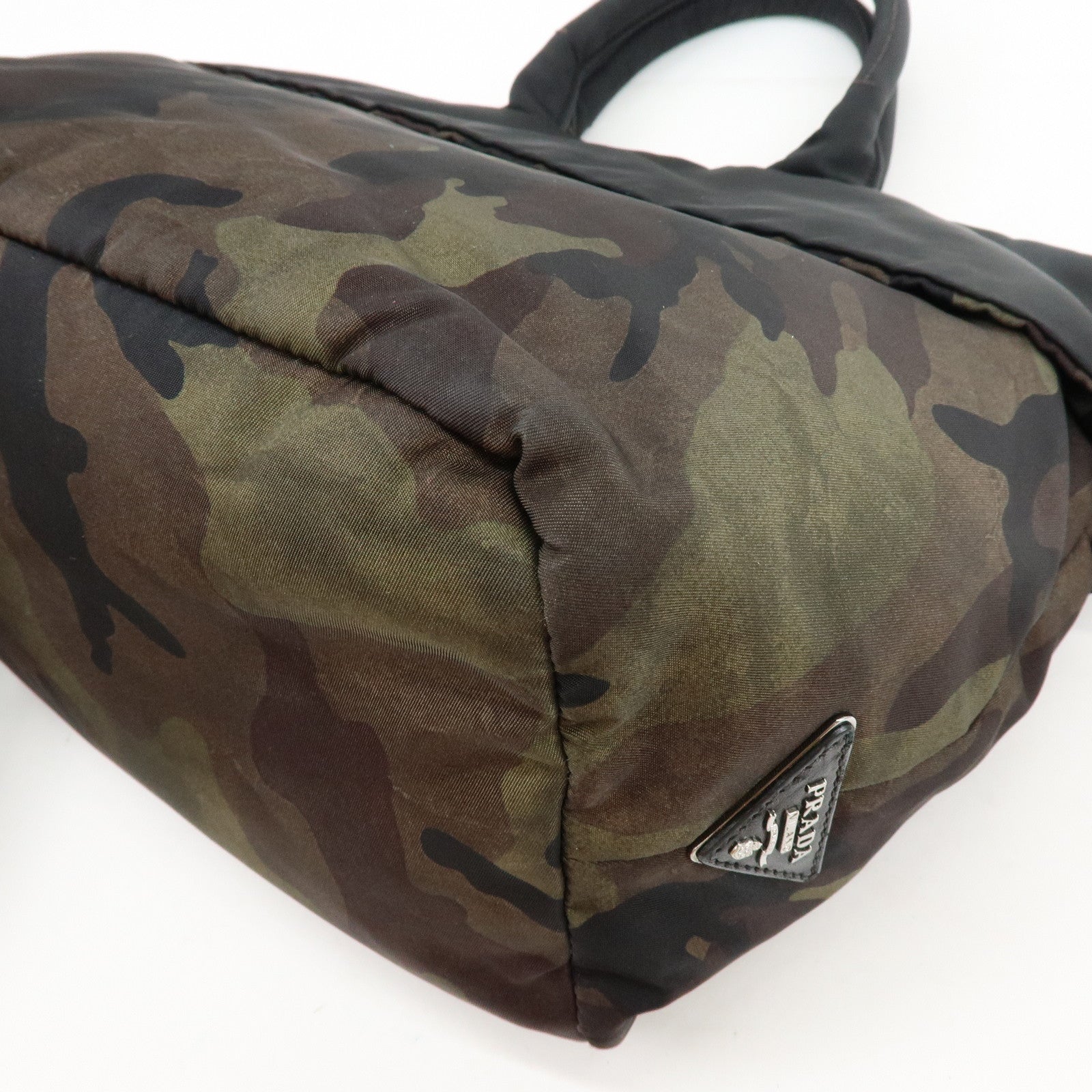 PRADA Triangle Logo Nylon Leather Camouflage Reversible 2Way Bag