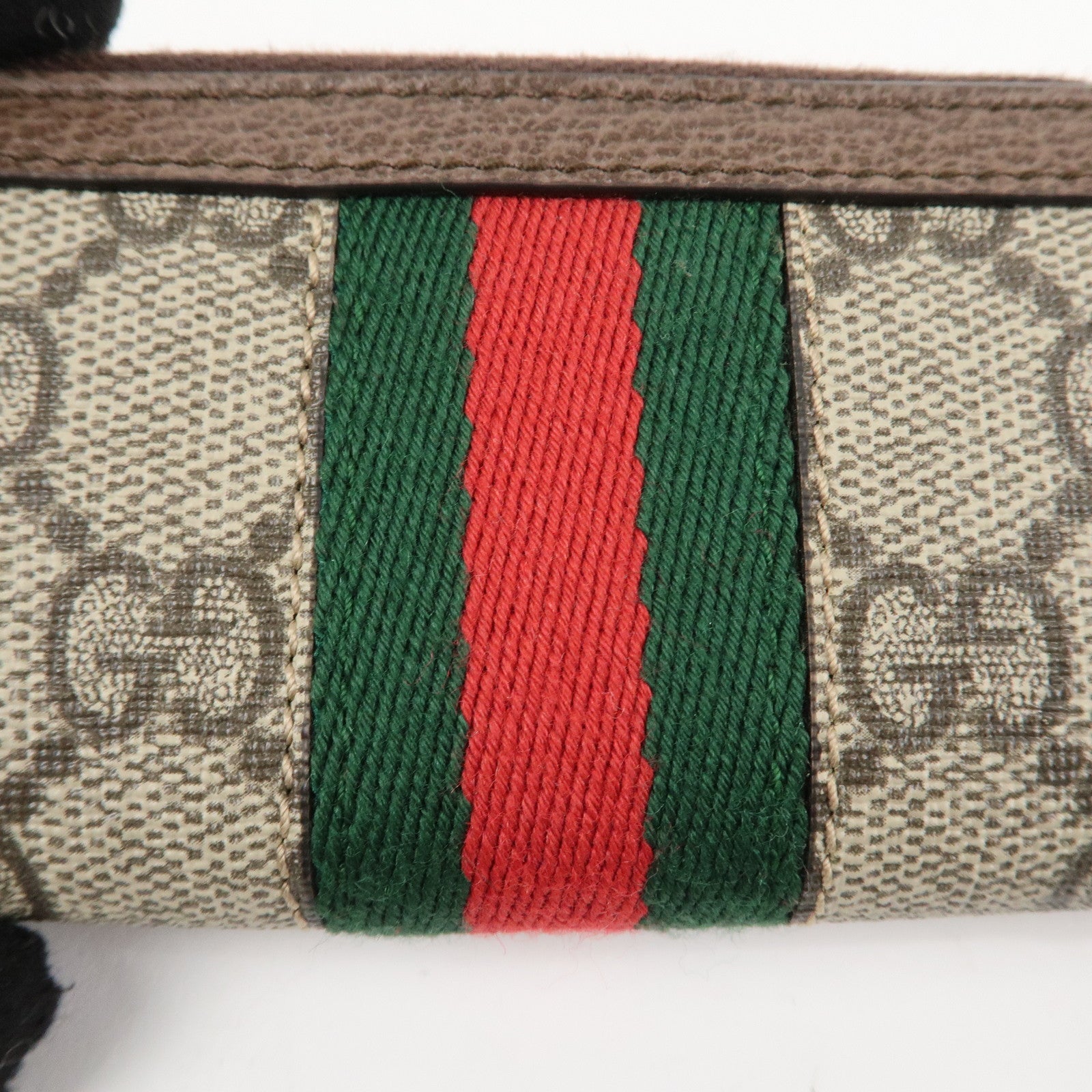 GUCCI Ophidia Sherry Zip Around Key Case Coin Case Beige Brown 523157 Used