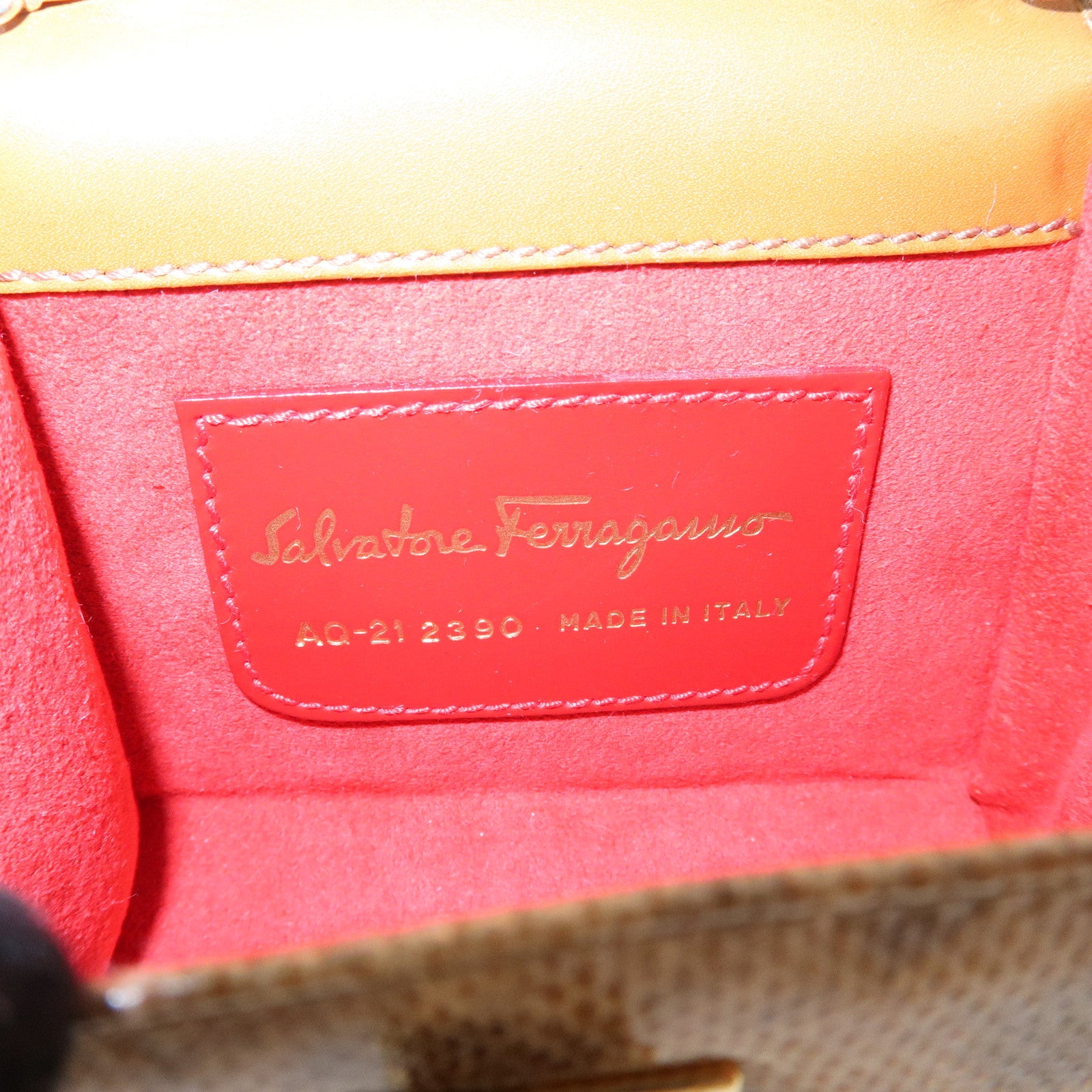 Ferragamo Gancini Embossed Leather 2Way Mini Shoulder Bag Brown