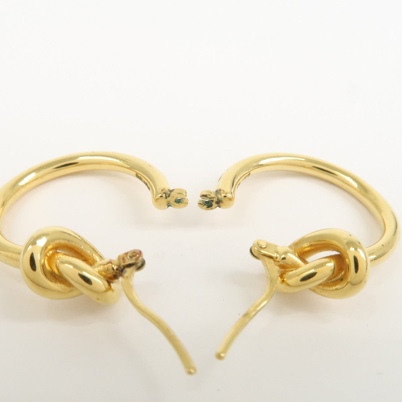CELINE Logo Knot Small Hoop Earrings Metal Gold