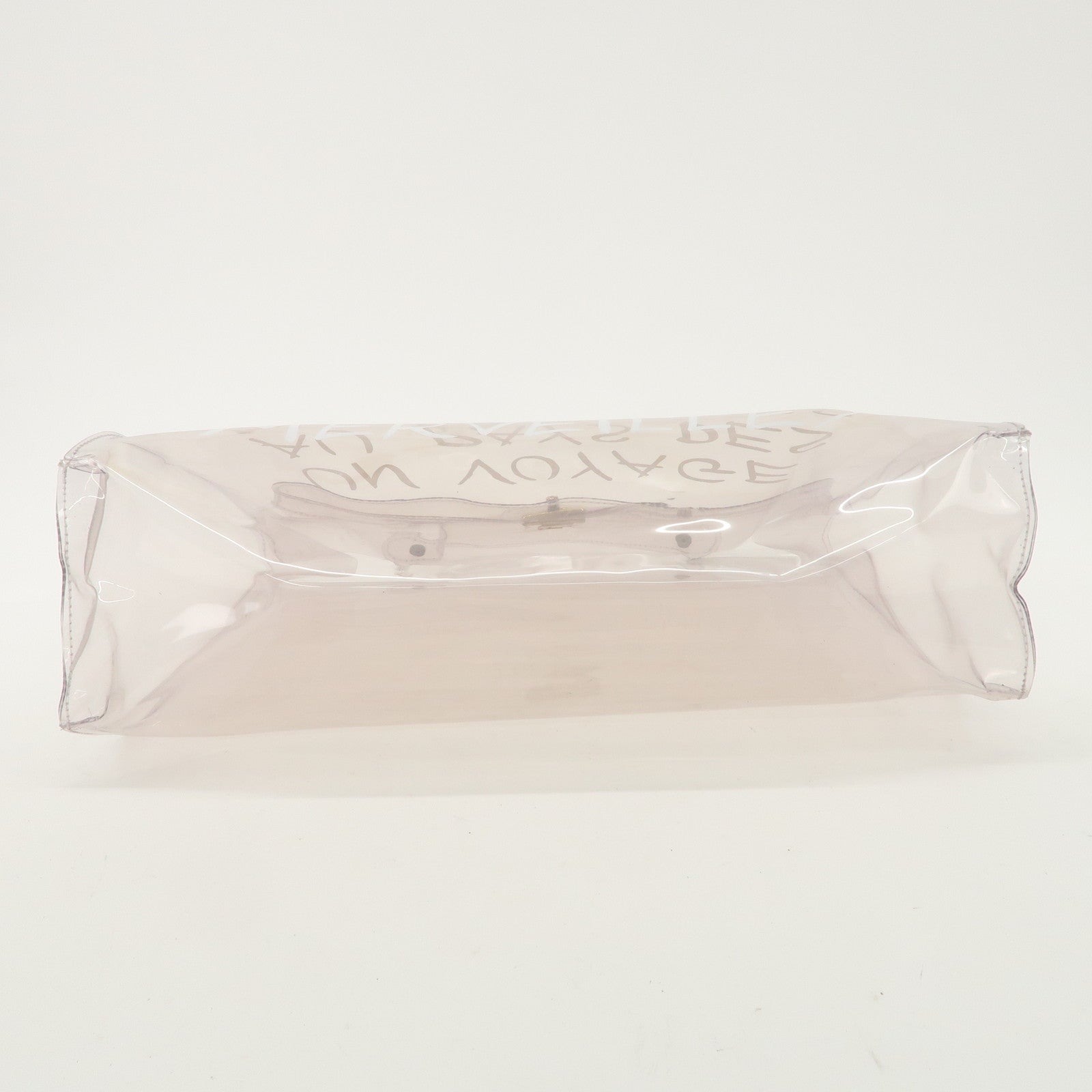 HERMES Kelly Vinyl Hand Bag Clear Transparent Gold Hardware Used