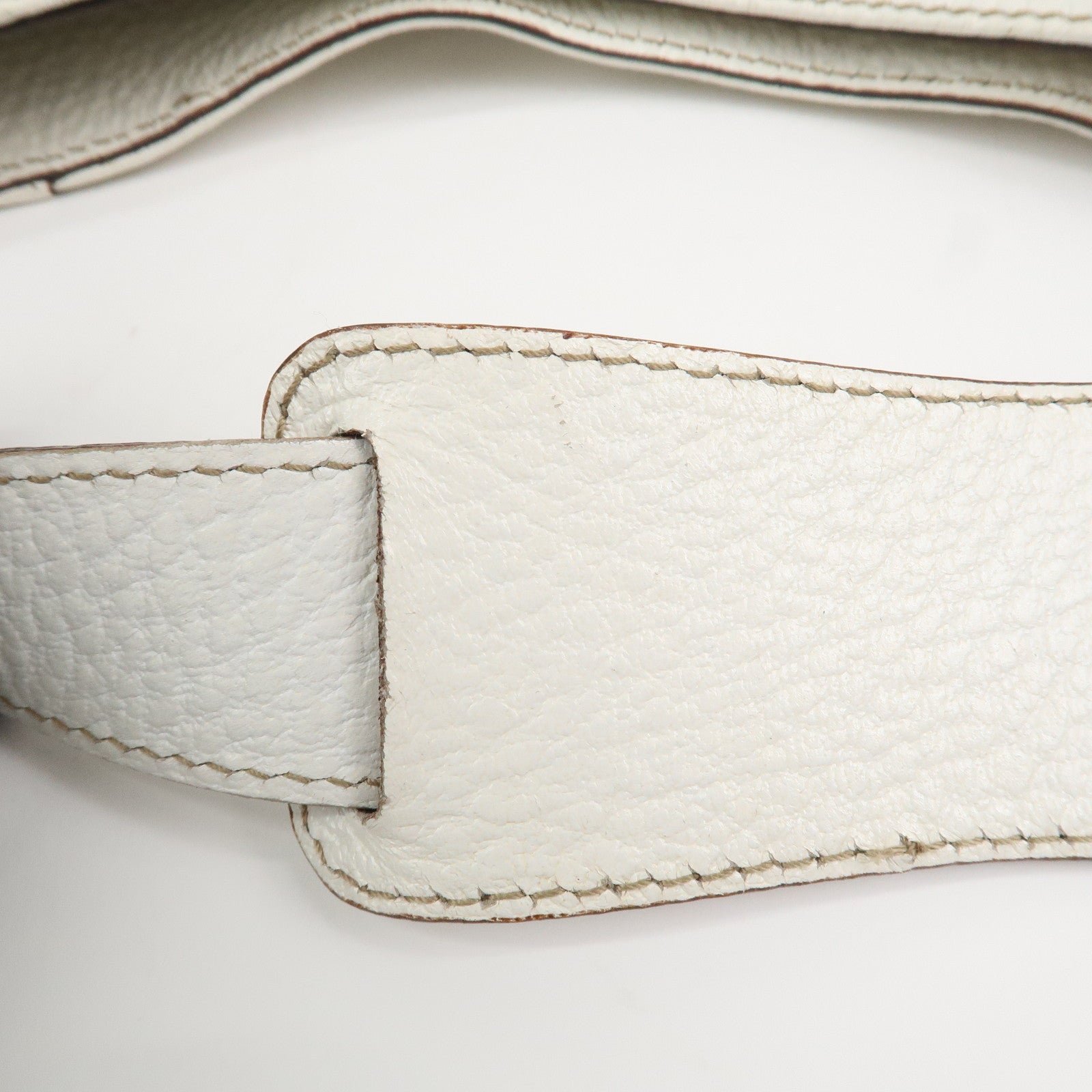 GUCCI Horsebit Leather Shoulder Bag Hand Bag White 137388