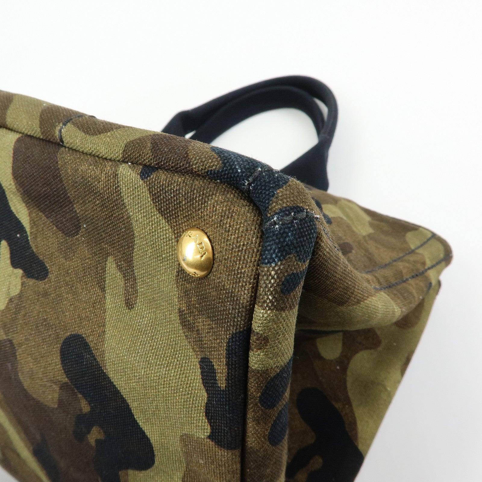 PRADA Triangle Logo Canapa Large Canvas Tote Bag Camouflage B1872B