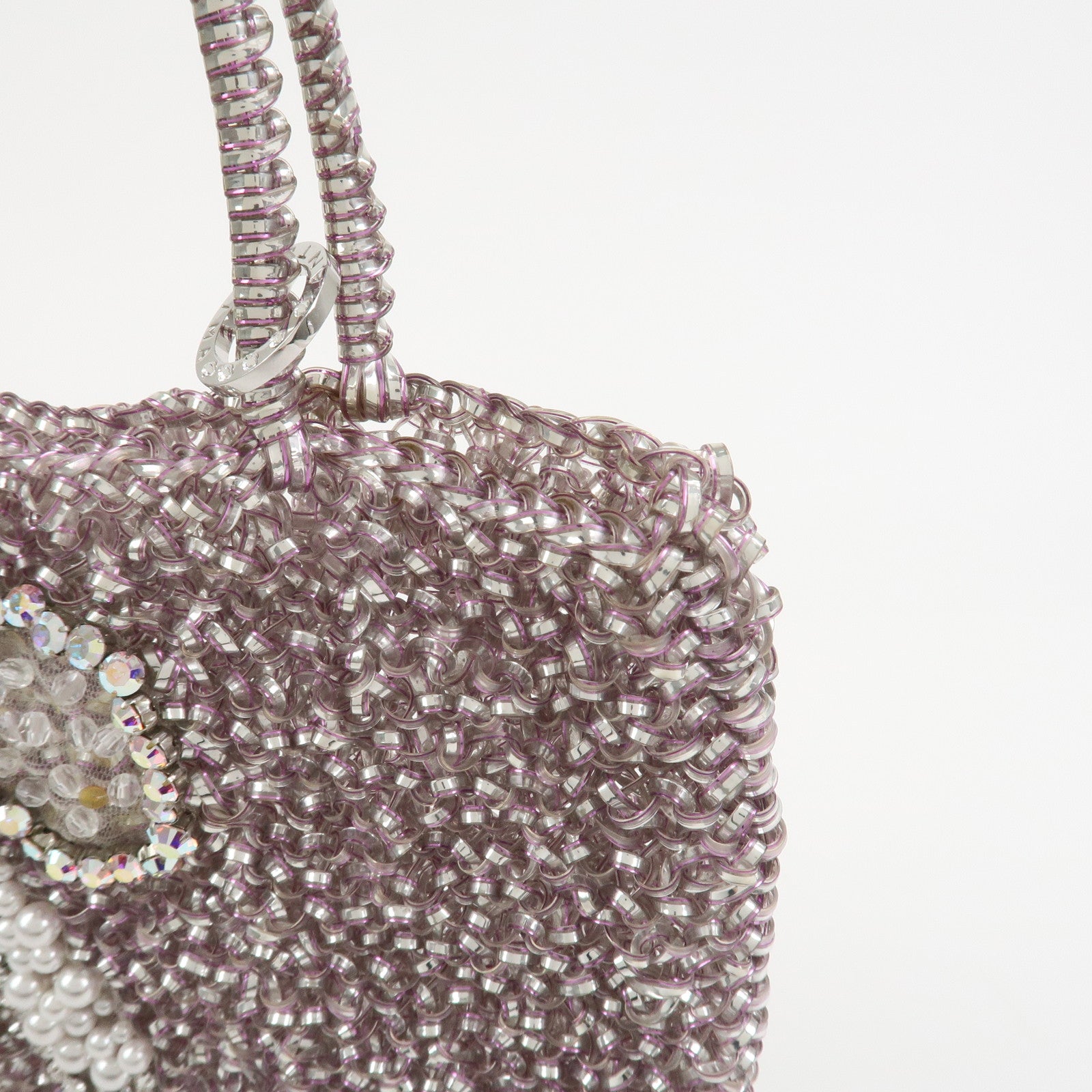 ANTEPRIMA PVC Wire Rhinestone Hand Bag Ribbon Pink