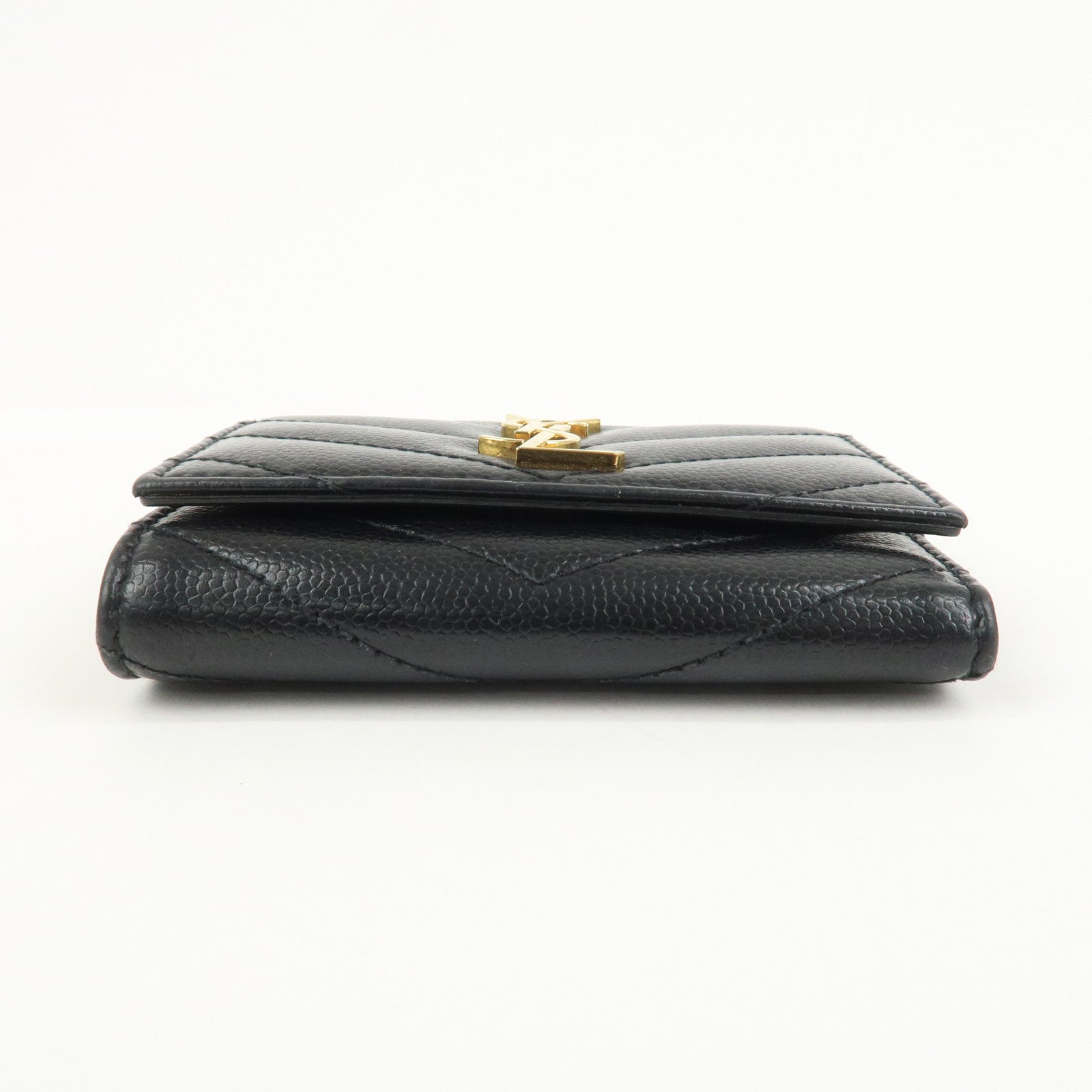 SAINT LAURENT PARIS Leather Key Case Key Holder Black 580656