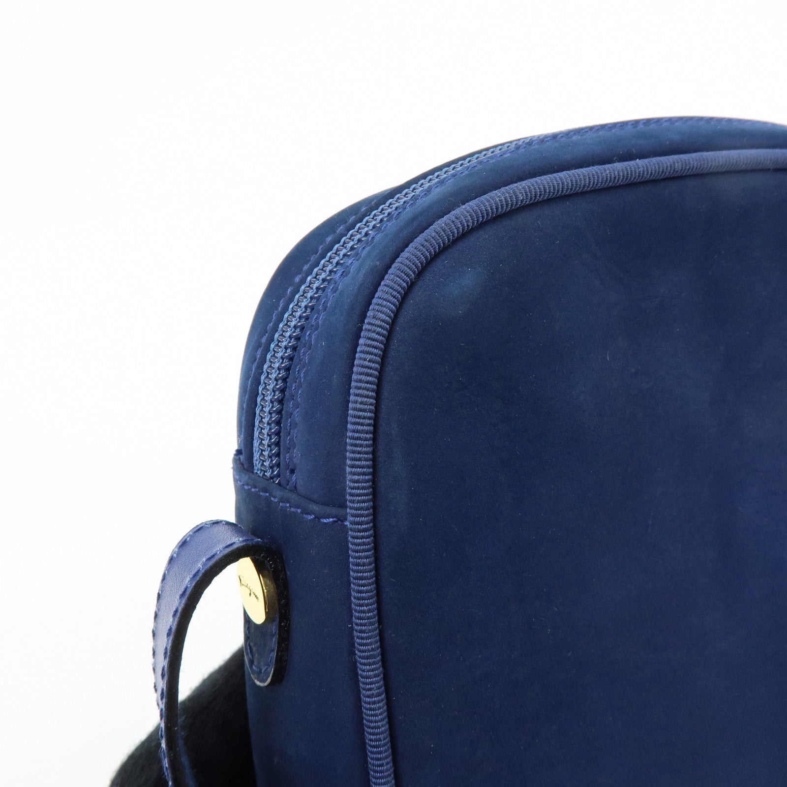 Ferragamo Vara Suede Shoulder Bag Crossbody Bag Camera Bag Navy