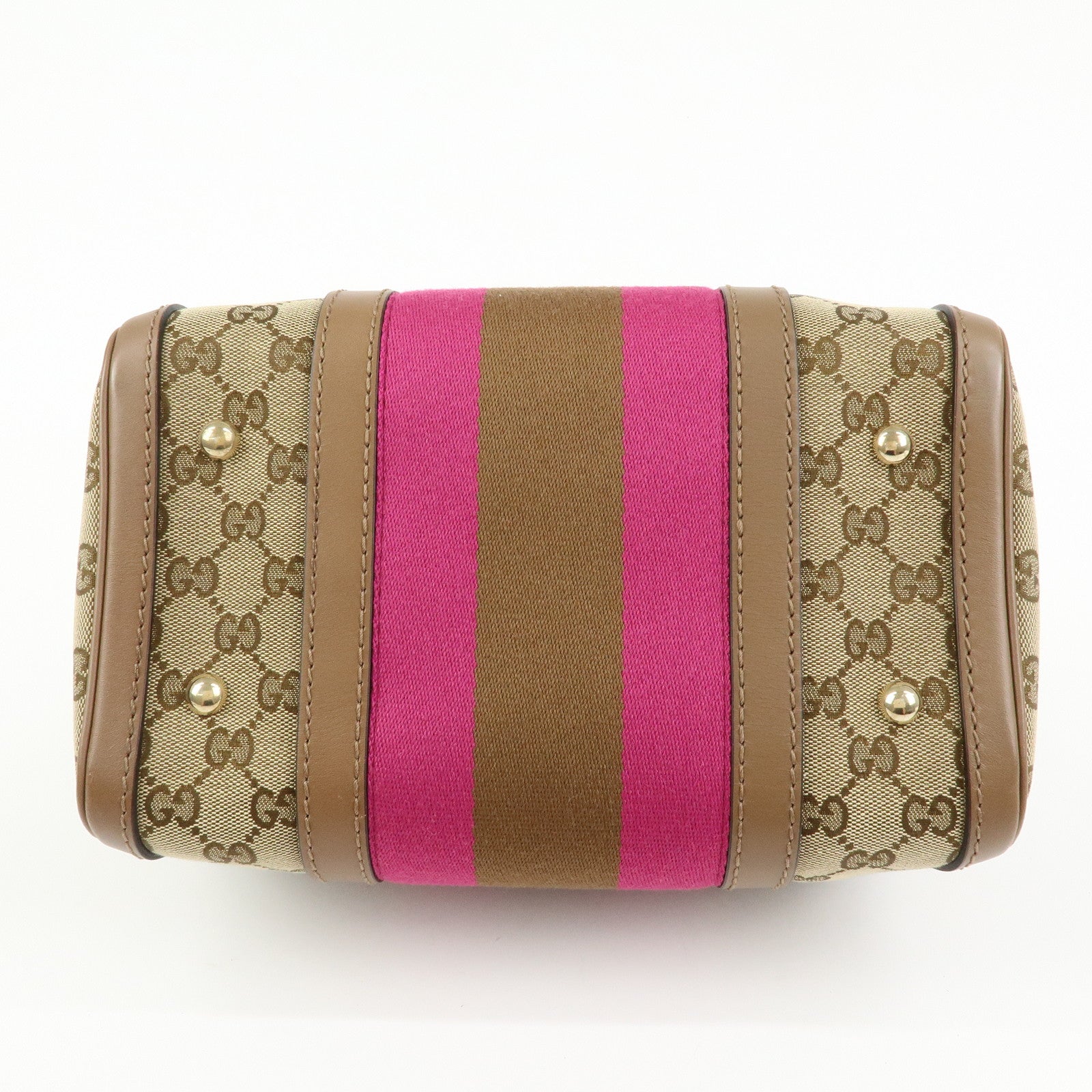 GUCCI Sherry GG Canvas Leather 2WAY Bag Boston Bag Beige 269876