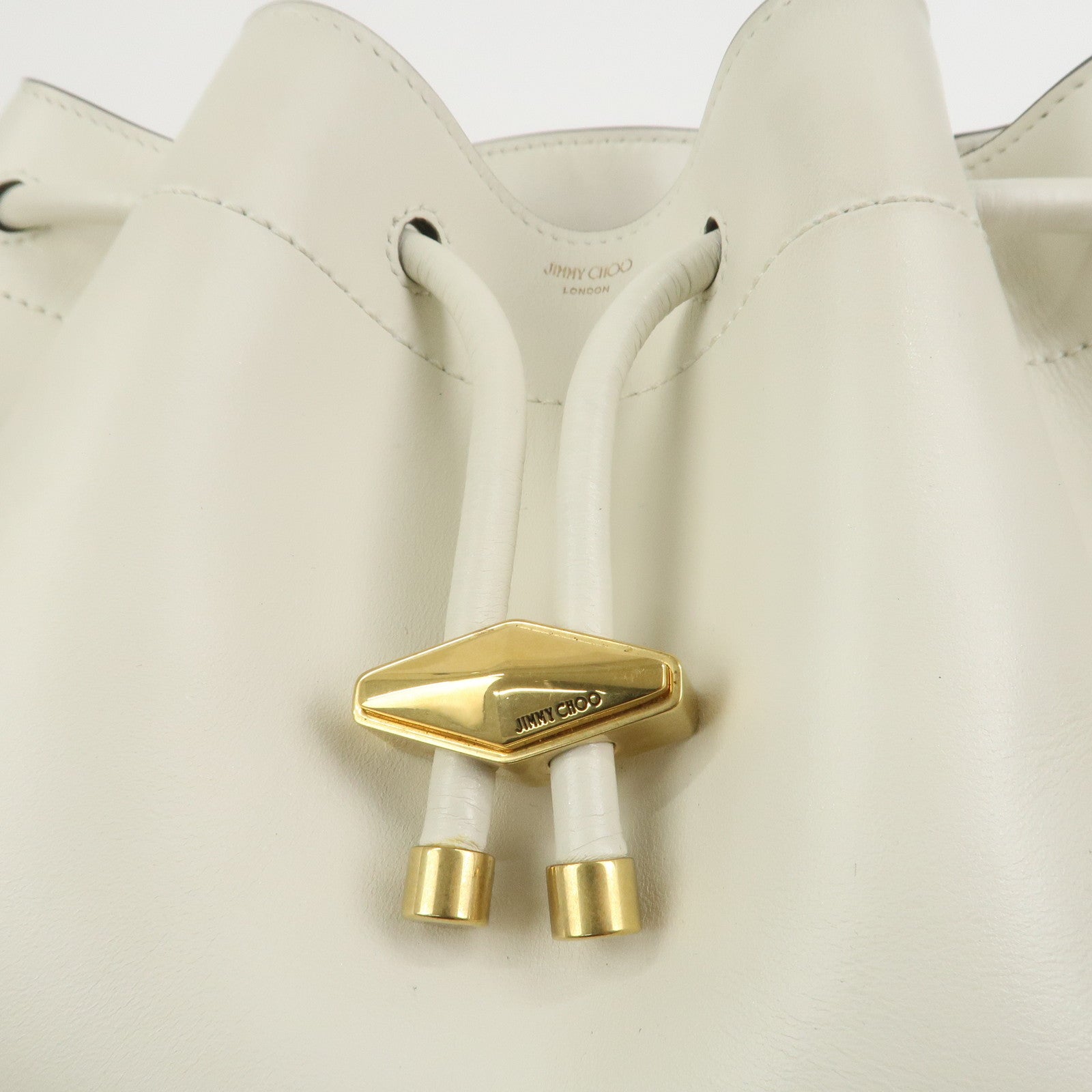 JIMMY CHOO Cinch Calf Leather Medium 2Way Hand Shoulder Bag Ivory