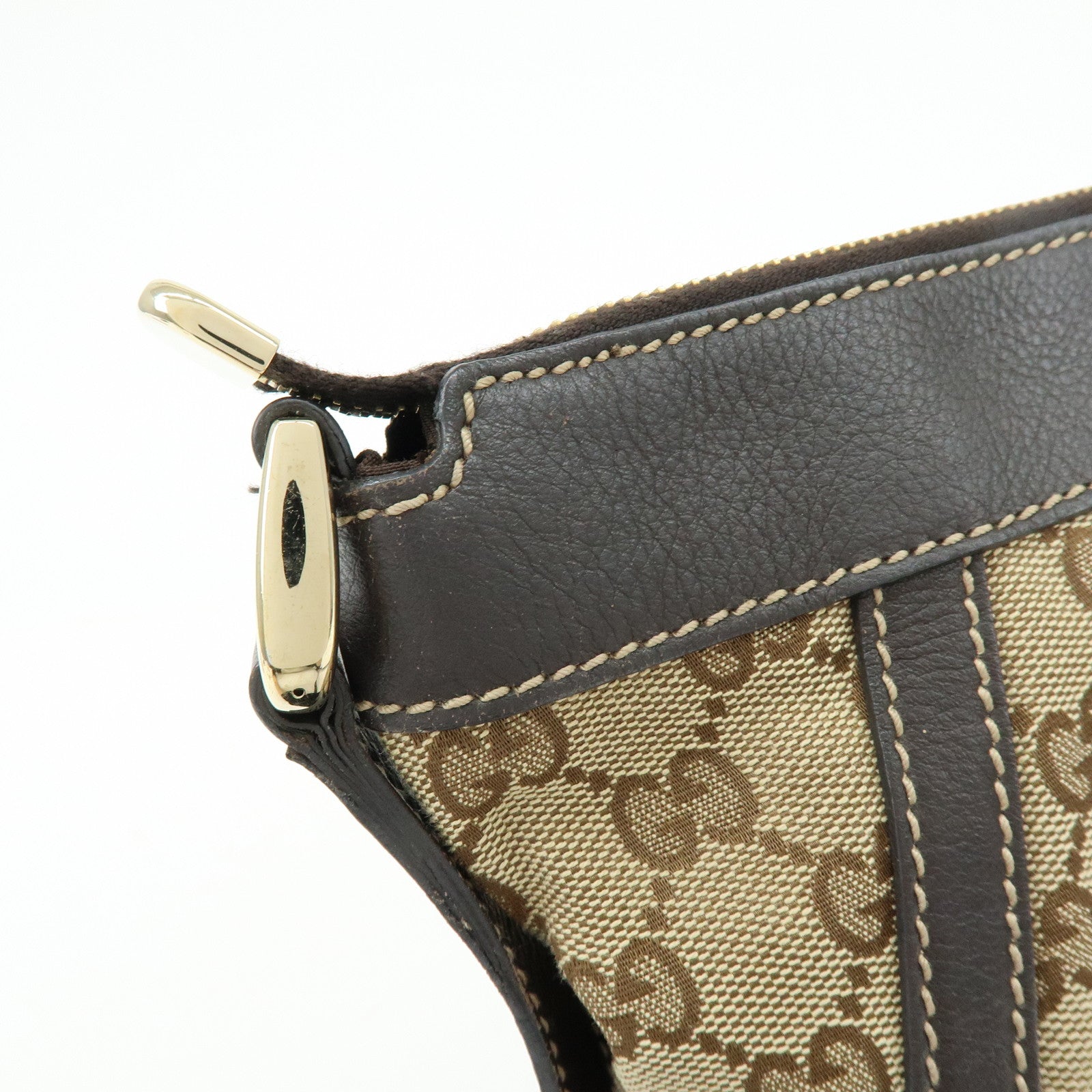 GUCCI Abbey GG Canvas Leather Shoulder Crossbody Bag Brown 203257