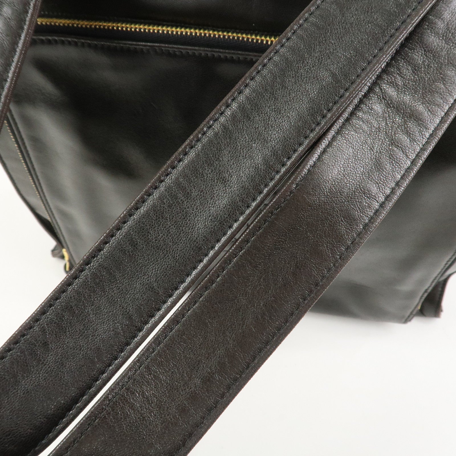 CHANEL COCO Mark Lambskin Tote Bag Shoulder Bag Dark Brown