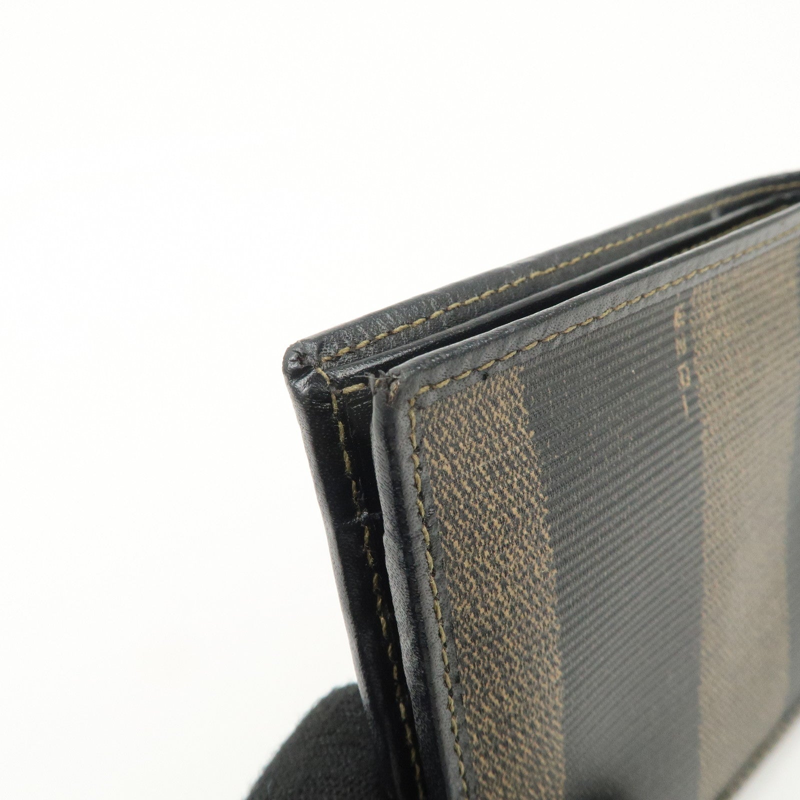 FENDI Set of 2 Pecan Leather PVC Wallet Black Brown 01445-069 30851 Used