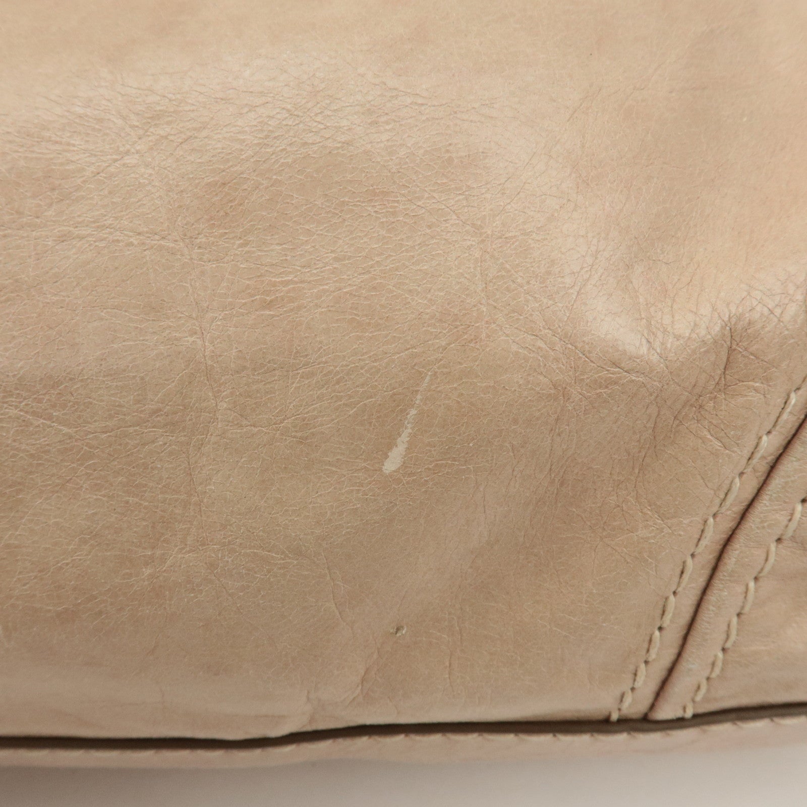 PRADA Triangle Logo Leather 2Way Bag Tote Bag Shoulder Bag Beige Used
