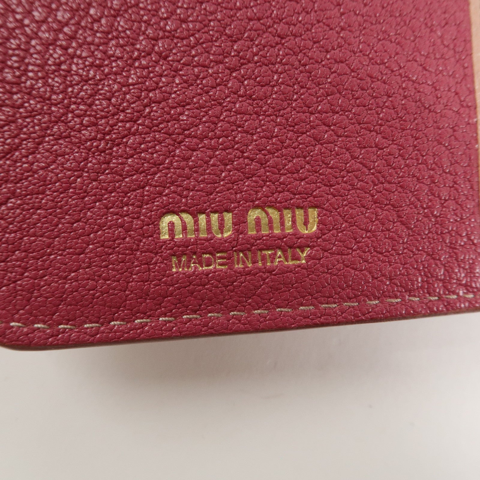 MIU MIU Leather Bi-fold Wallet Compact Wallet Pink 5ML014 Used