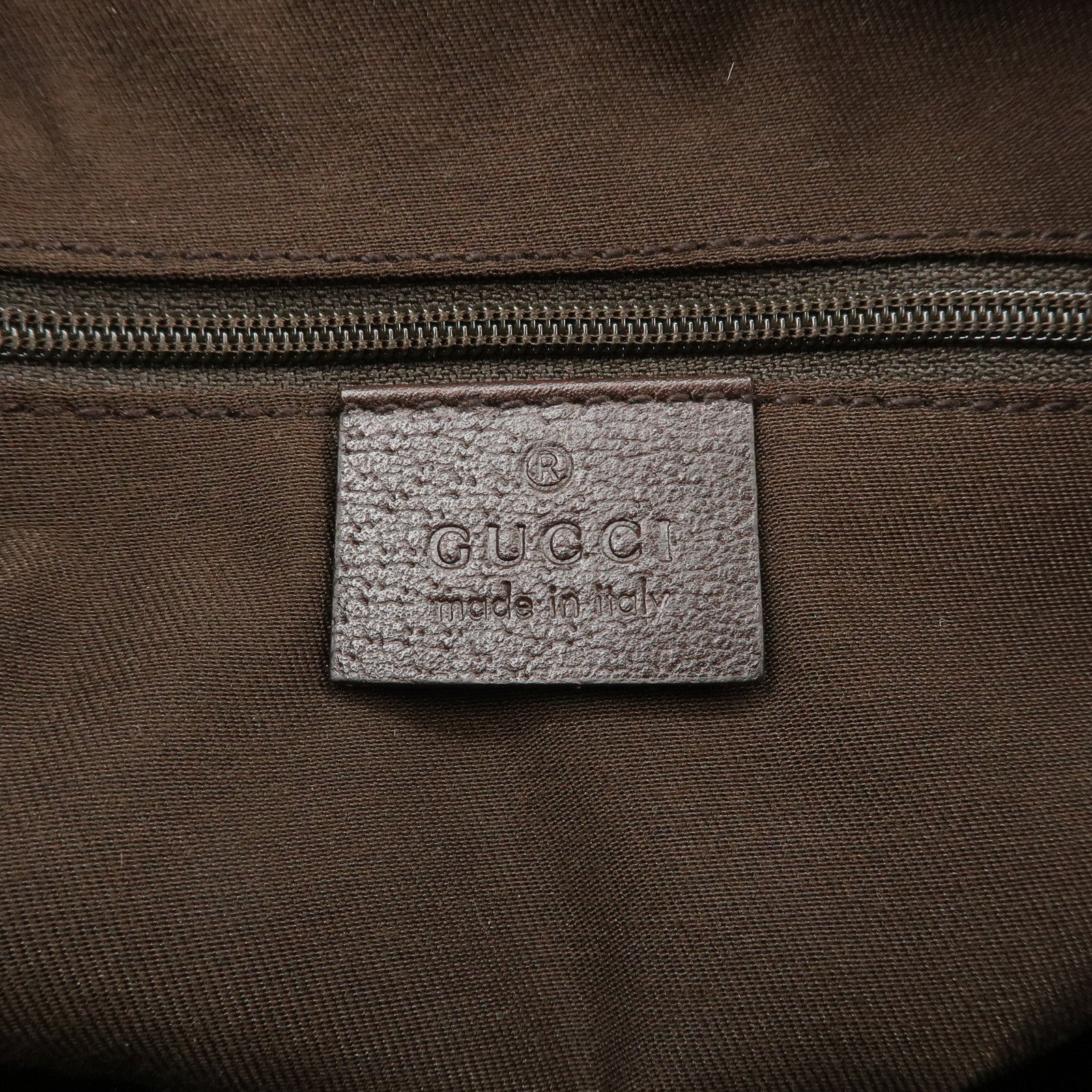 GUCCI Abbey GG Canvas Leather Tote Bag Beige Dark Brown 141471