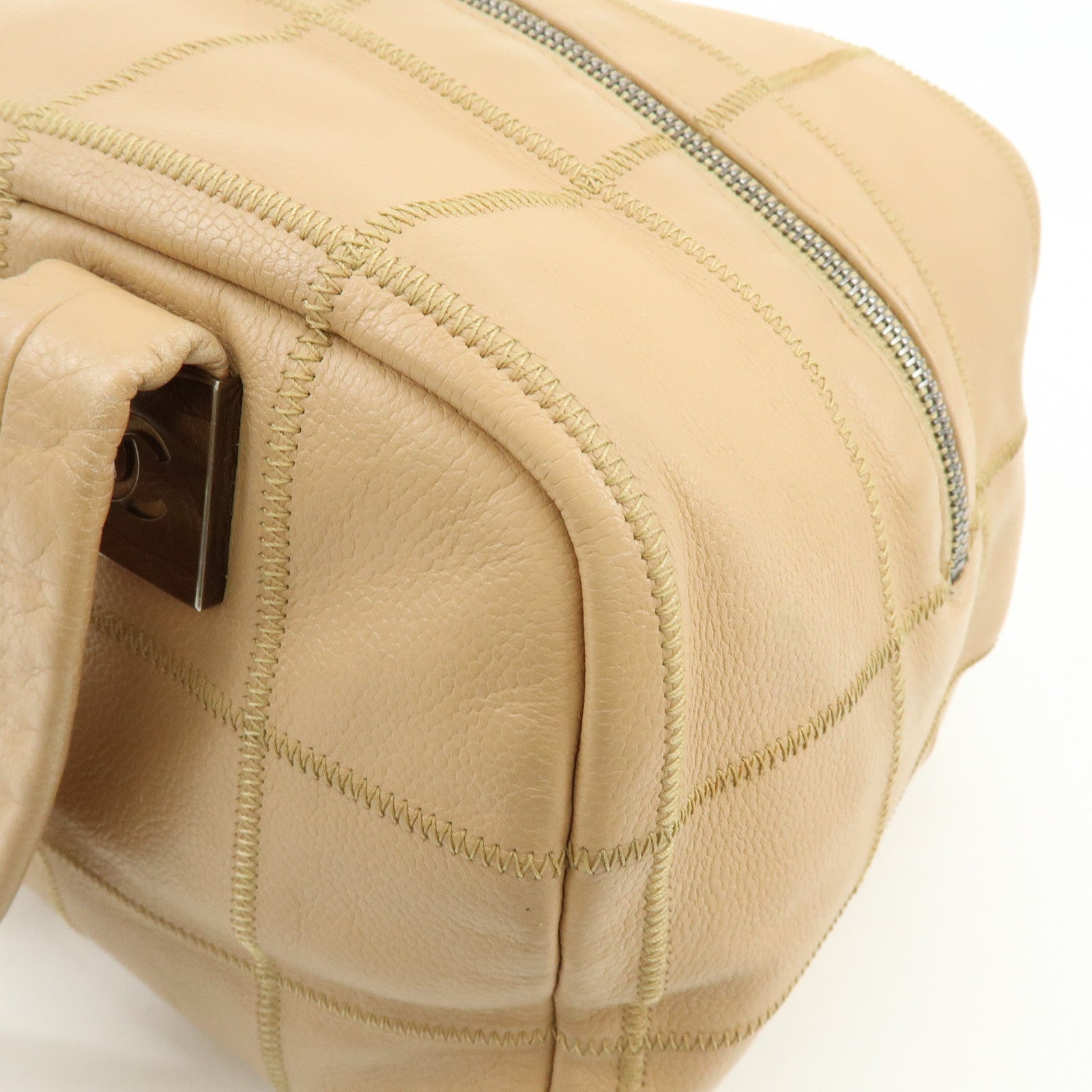 CHANEL Chocolate Bar COCO Mark Caviarskin Hand Bag Beige