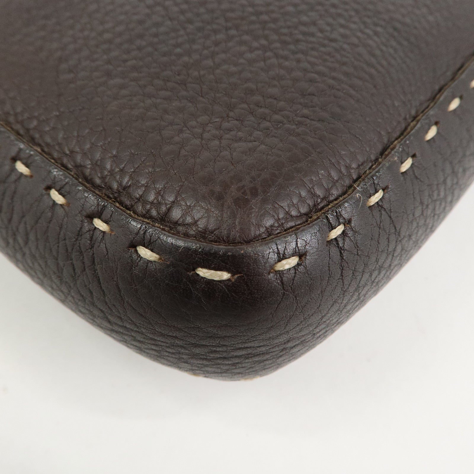 FENDI Mamma Baguette Selleria Logo Leather Shoulder Bag 8BR000